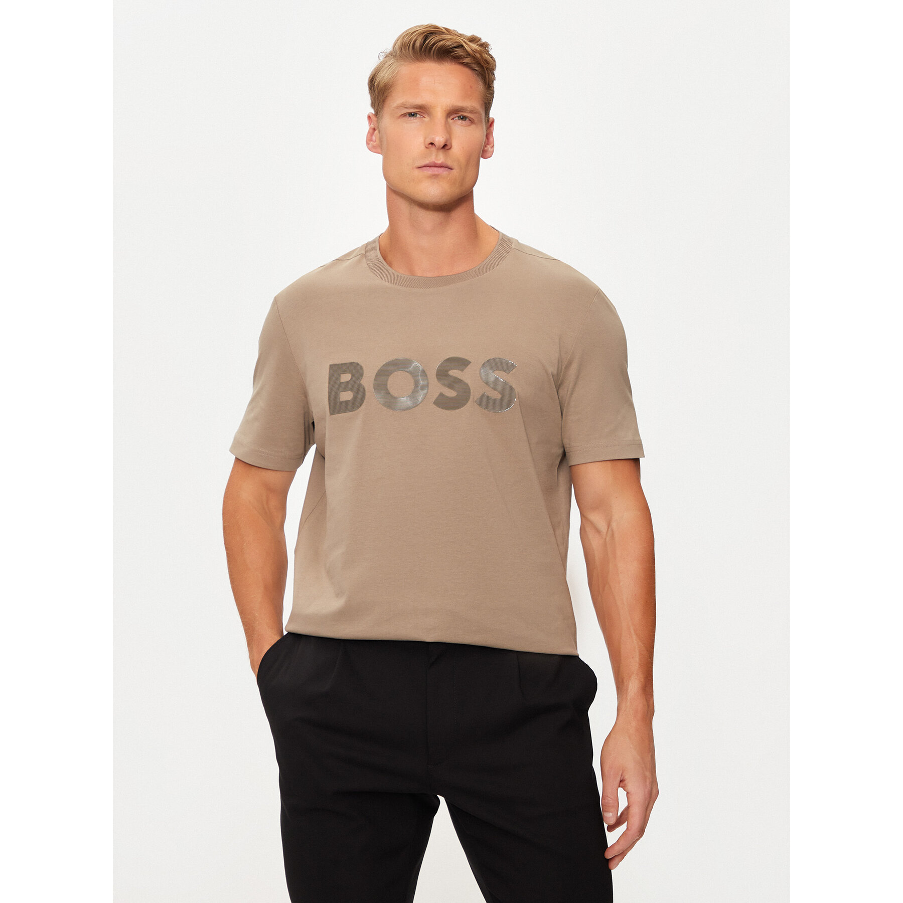 BOSS T-shirt Mirror 2 50525087 Beige Regular Fit
