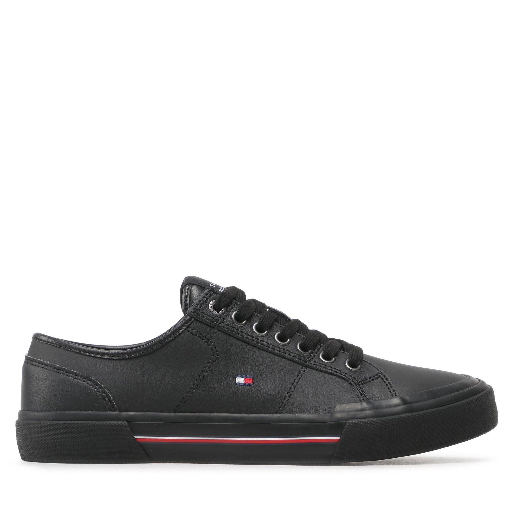 Męskie Tenisówki Tommy Hilfiger, Rozmiar 42 Czarny Core Corporate Vulc Leather FM0FM04561