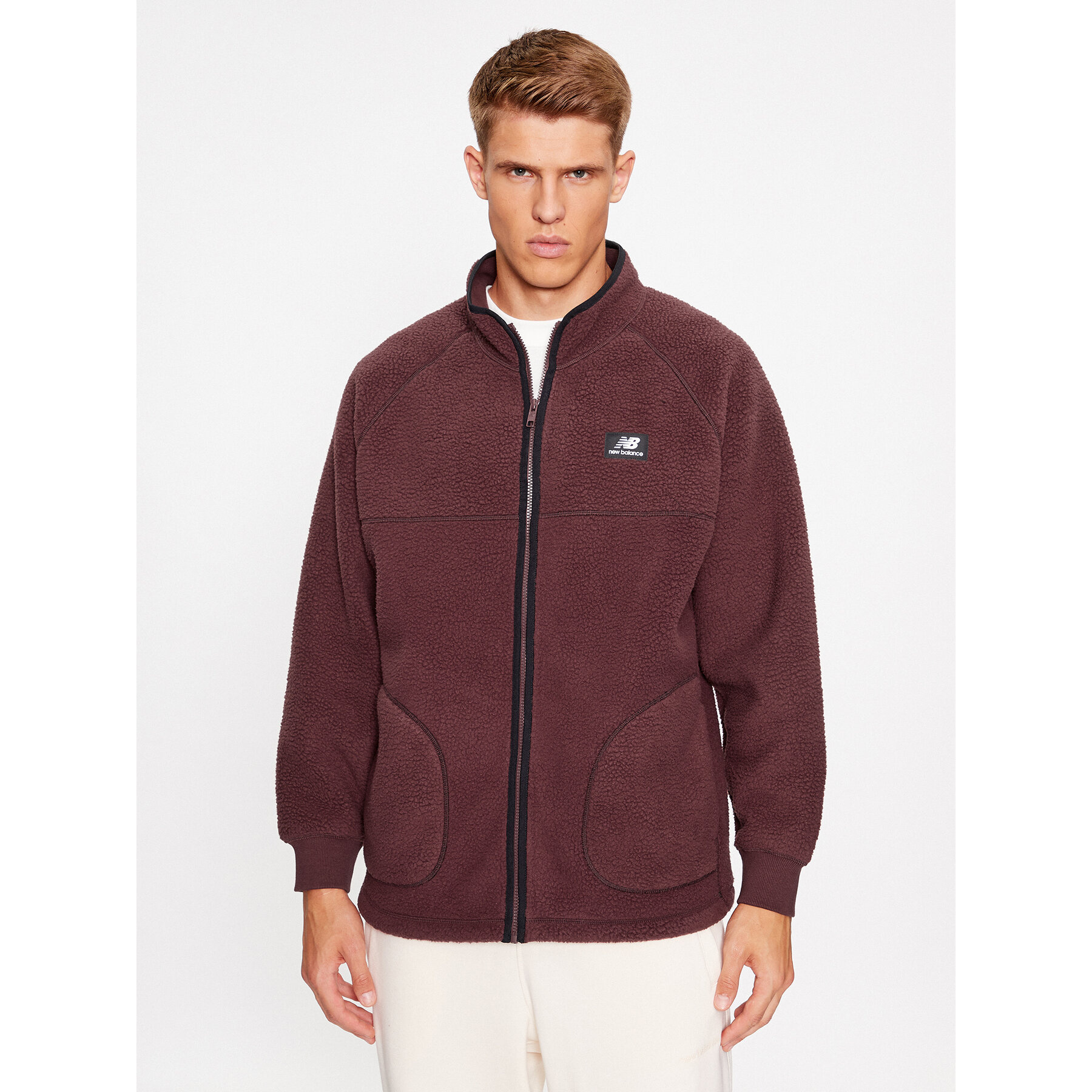 New Balance Fleecejacke Athletics Polar Fleece Full Zip MJ33503 Dunkelrot Regular Fit