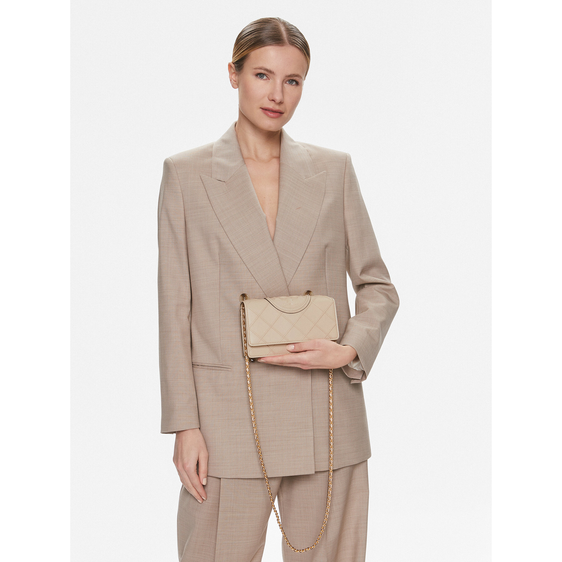 Borsetta Tory Burch Fleming Soft Chain Wallet 138853 Beige