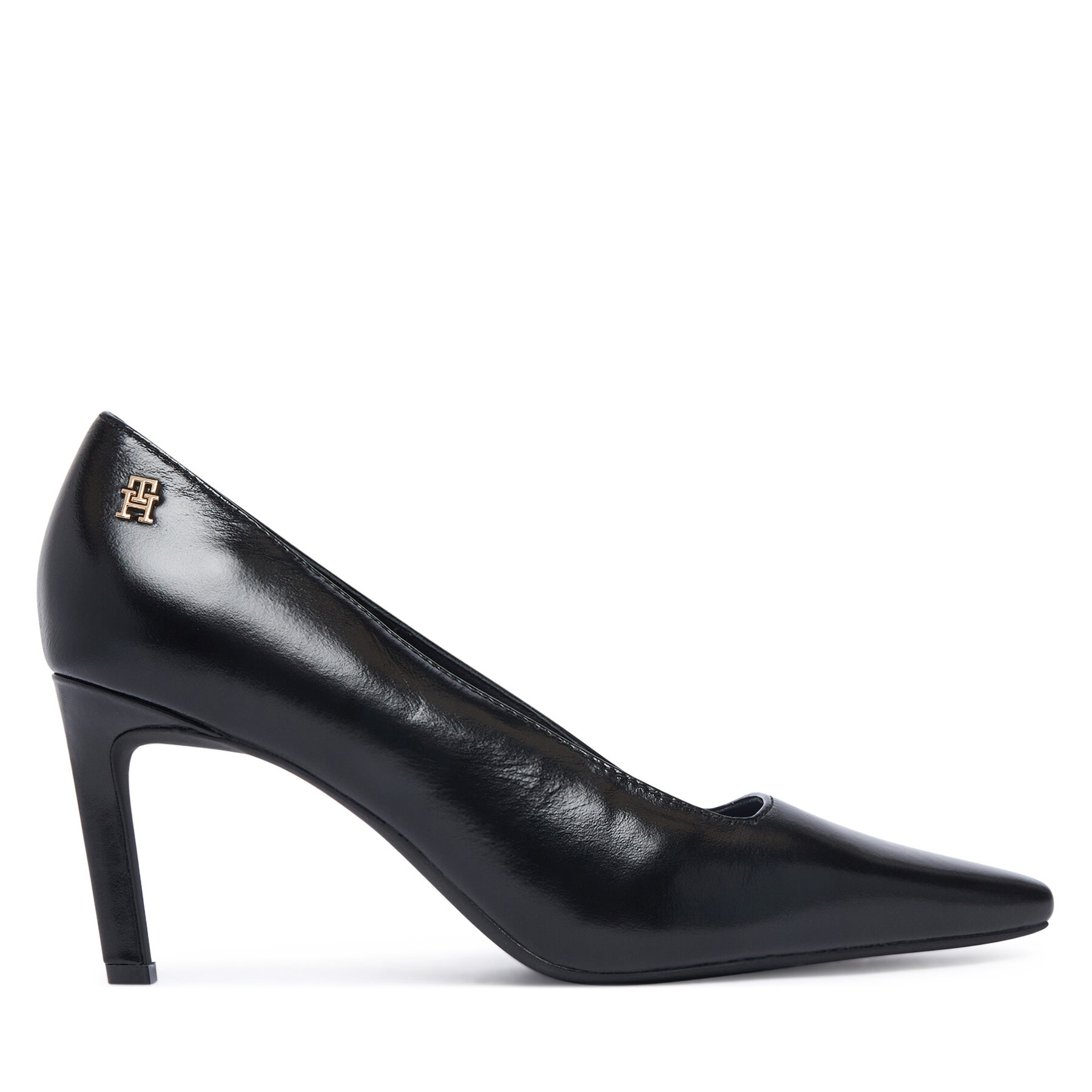 Pantofi cu toc subțire Tommy Hilfiger Squared Toe High Heel Lth Pump FW0FW09510 Negru