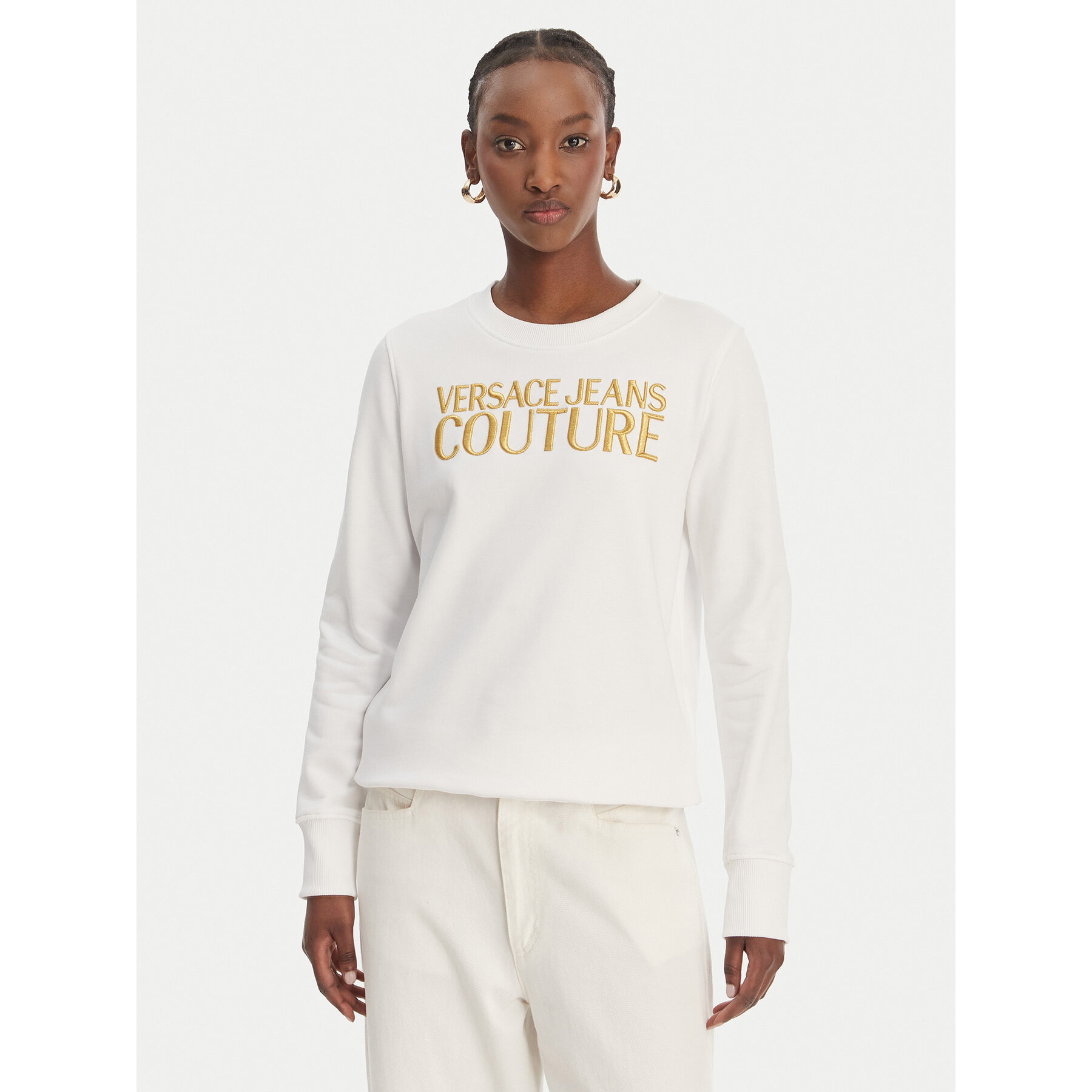 Versace Jeans Couture Sweatshirt 80HAIT01 CF01T Weiß Regular Fit