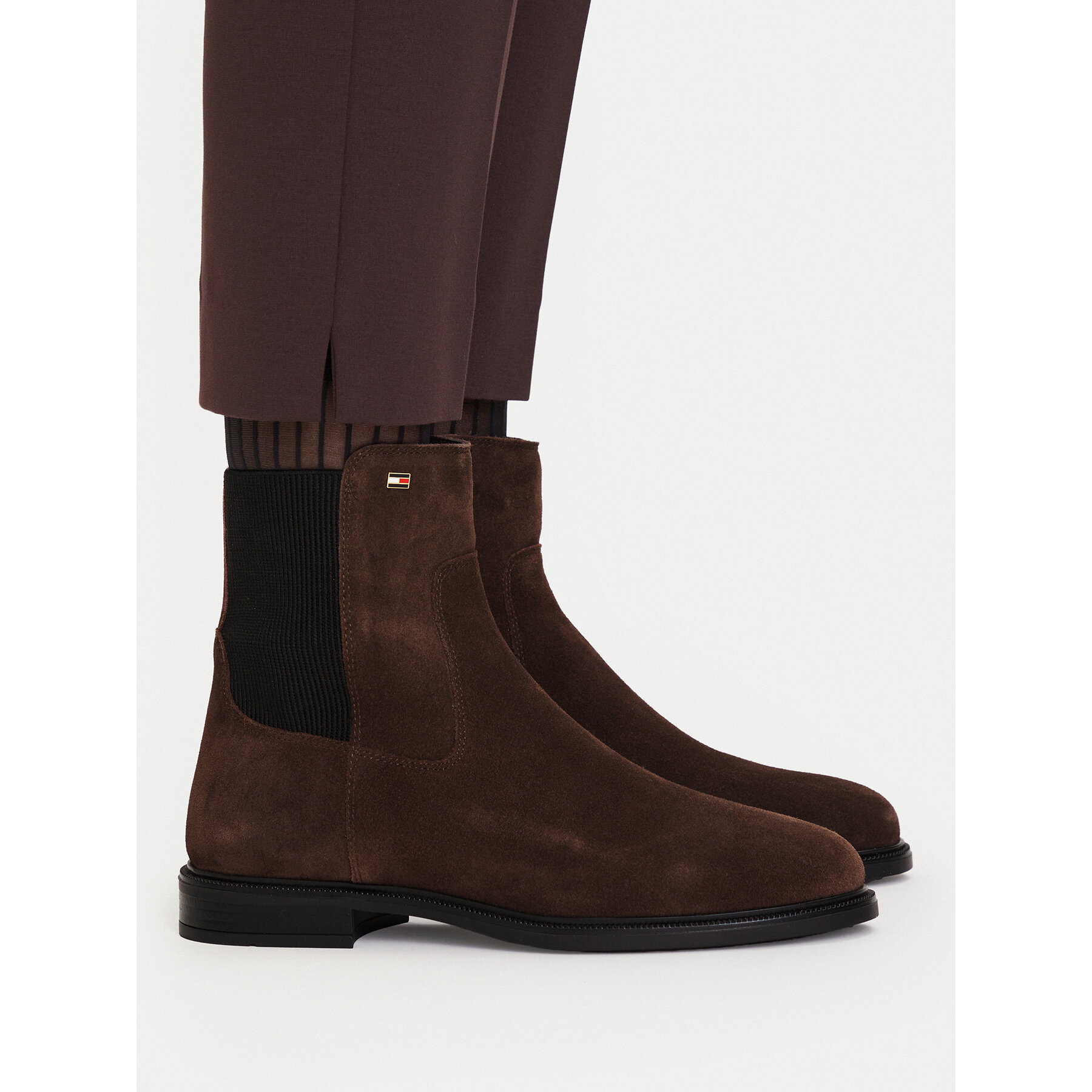 Ghete Jodhpur Tommy Hilfiger Enamel Flag Suede Ankle Chelsea FW0FW09575 Maro