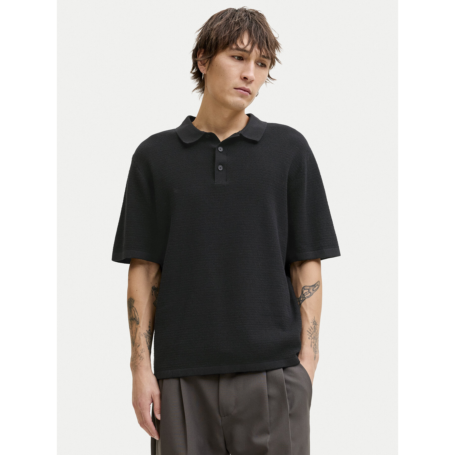 Jack & Jones Pulover George 12268281 Črna Relaxed Fit