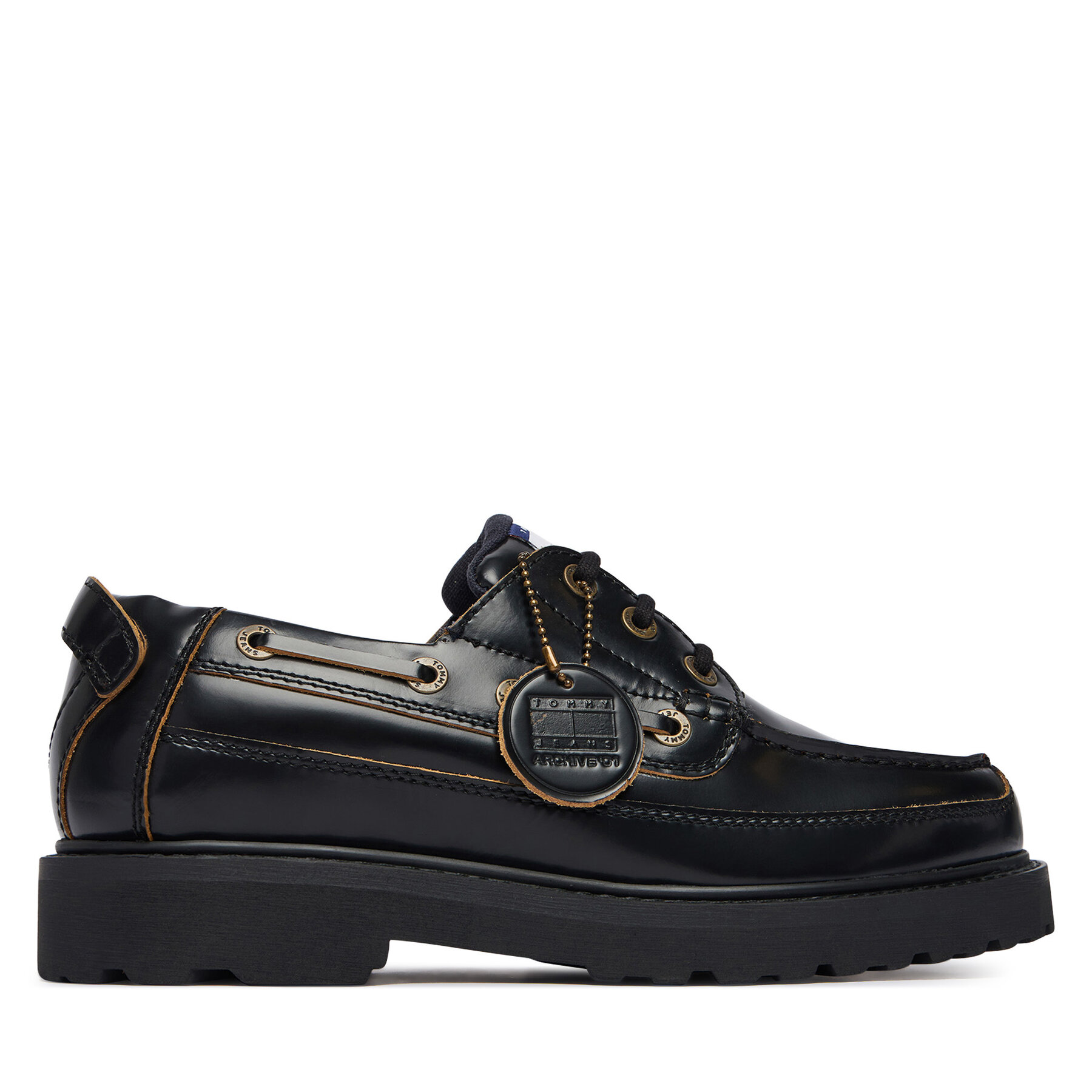 Cipele Tommy Jeans Archive '01 Boat Shoe Lthr EM0EM01705 Crna