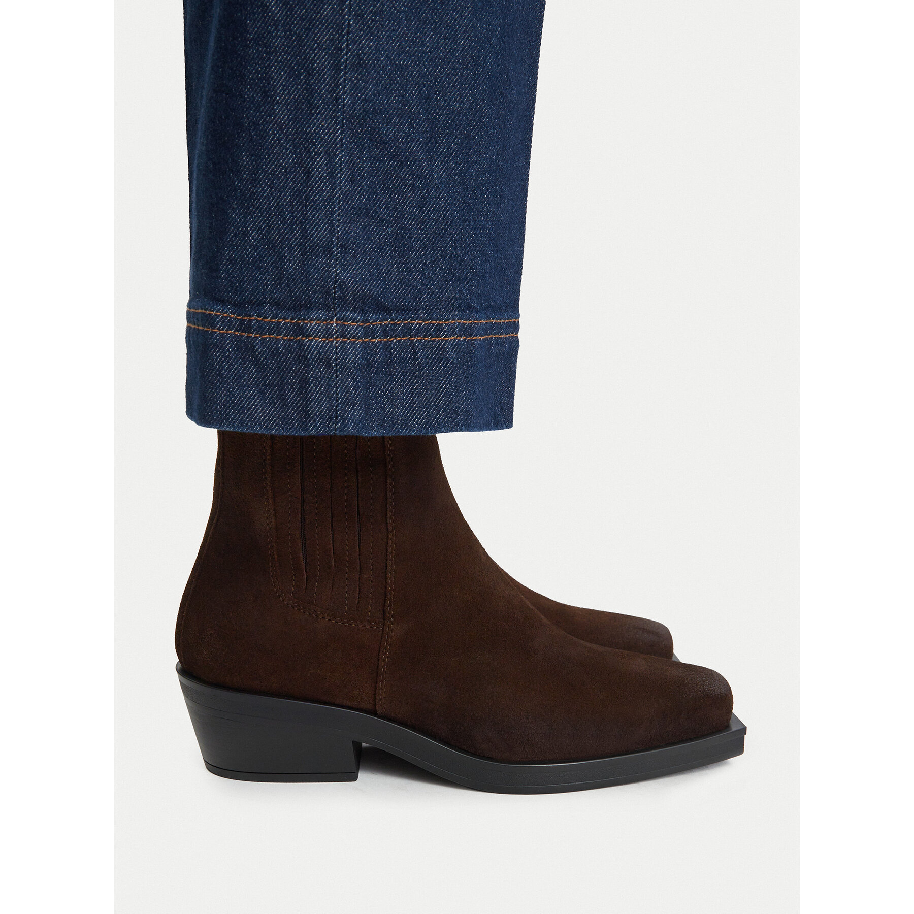 Боти Tommy Jeans Tjw Suede Cowboy Boots EN0EN03142 Тъмнокафяв