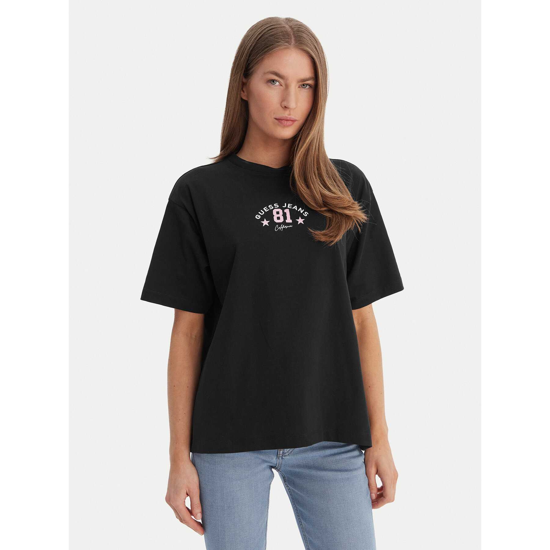 Guess Jeans T-Shirt W6RI20 K8HM0 Μαύρο Oversize