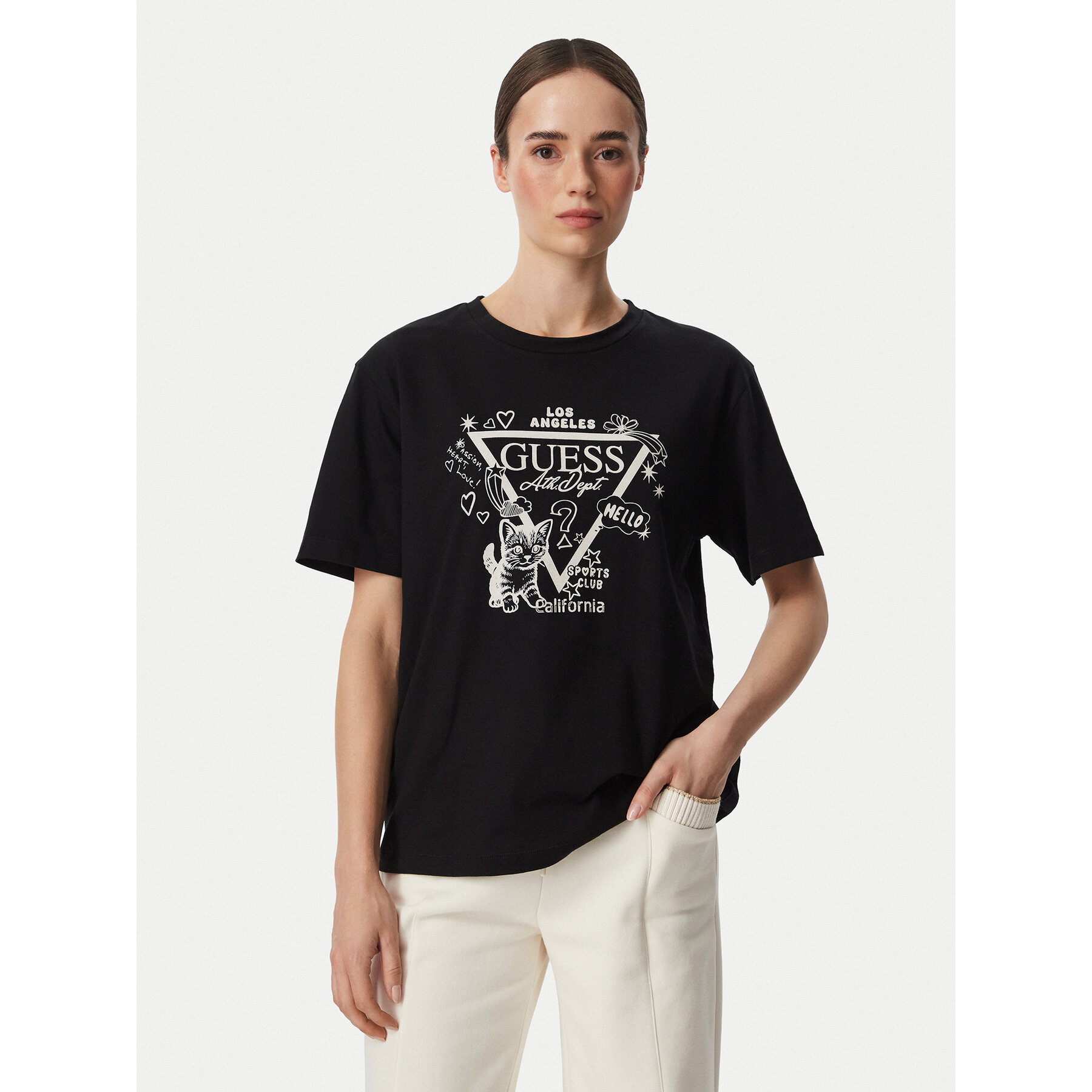 Guess T-Shirt V6YI13 K4301 Schwarz Regular Fit