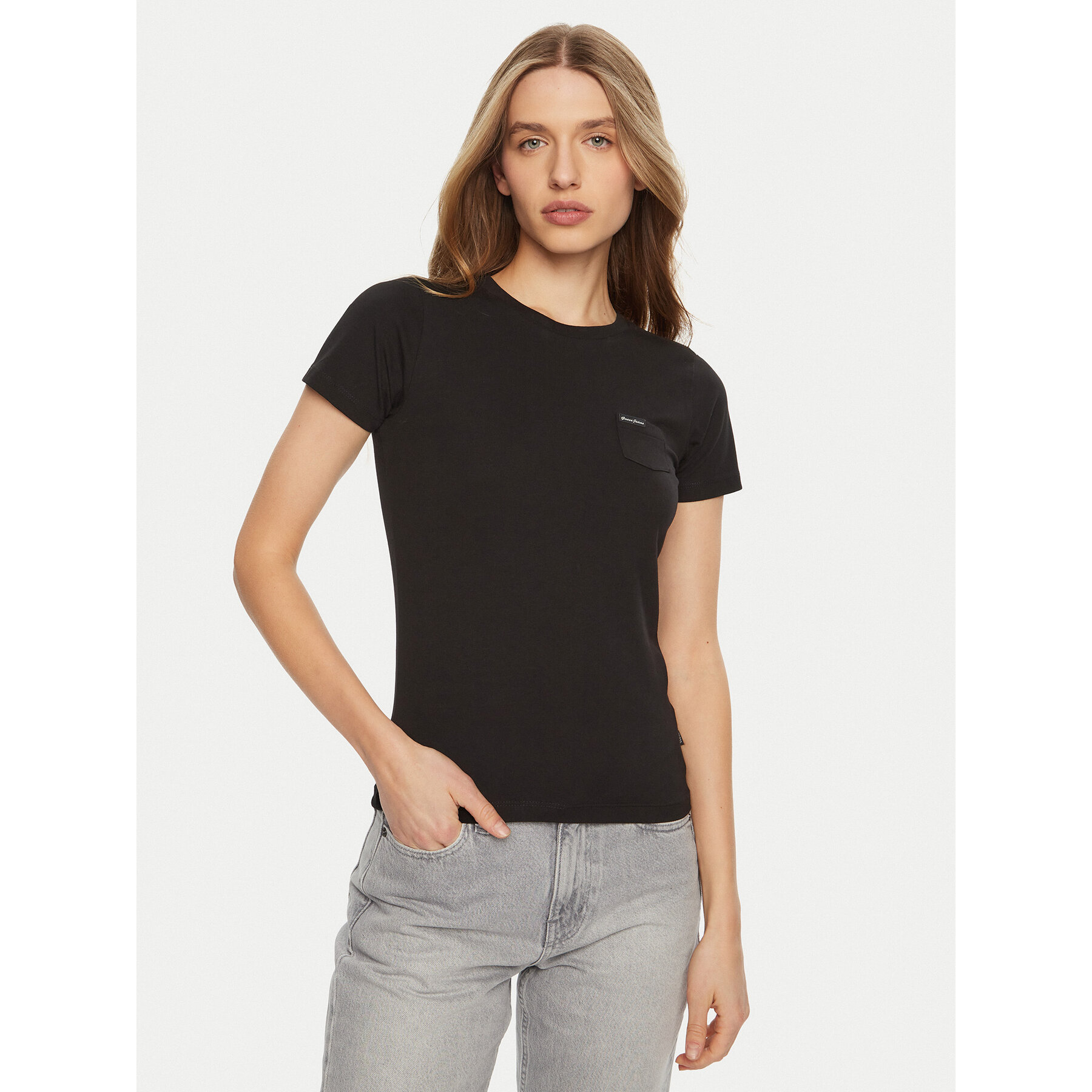 Guess Jeans Marškinėliai W5RI52 J1314 Juoda Regular Fit