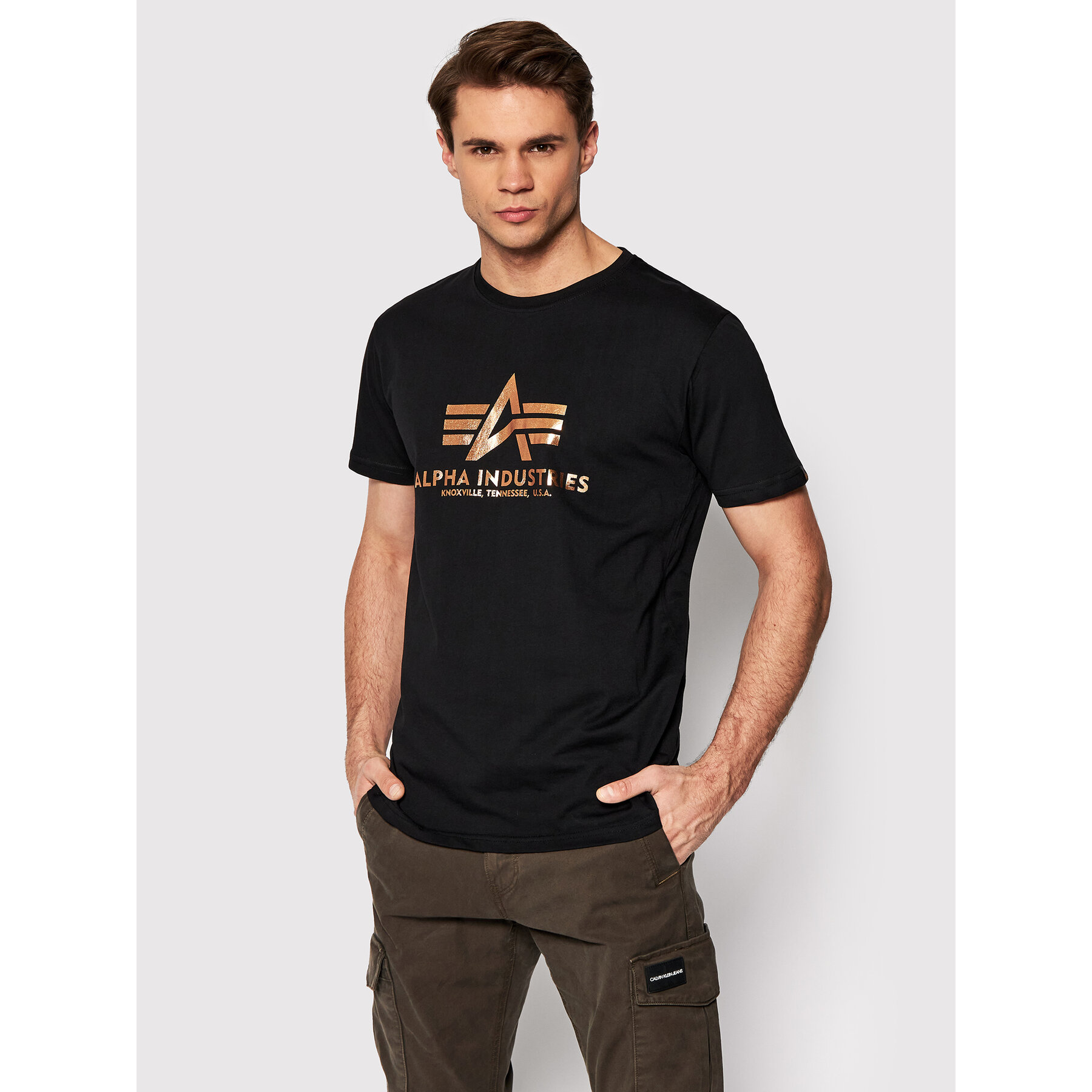 Alpha Industries T-shirt Basic Foll Print 100501FP Nero Regular Fit