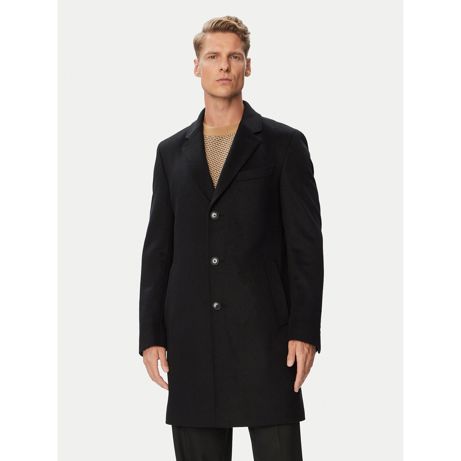 BOSS Wollmantel H-Hyde-264 50571557 Schwarz Slim Fit