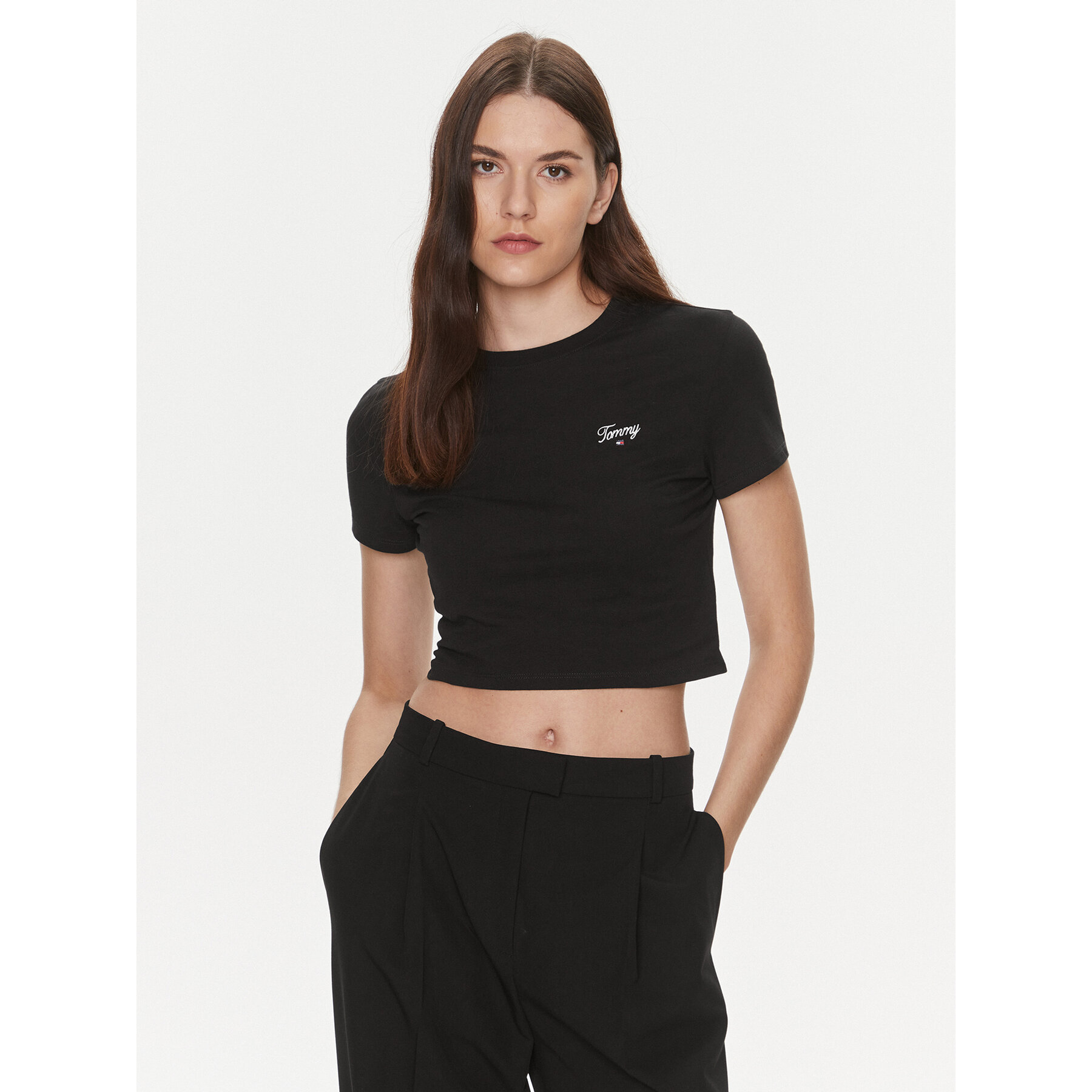 Tommy Jeans T-Shirt Script DW0DW17366 Μαύρο Slim Fit