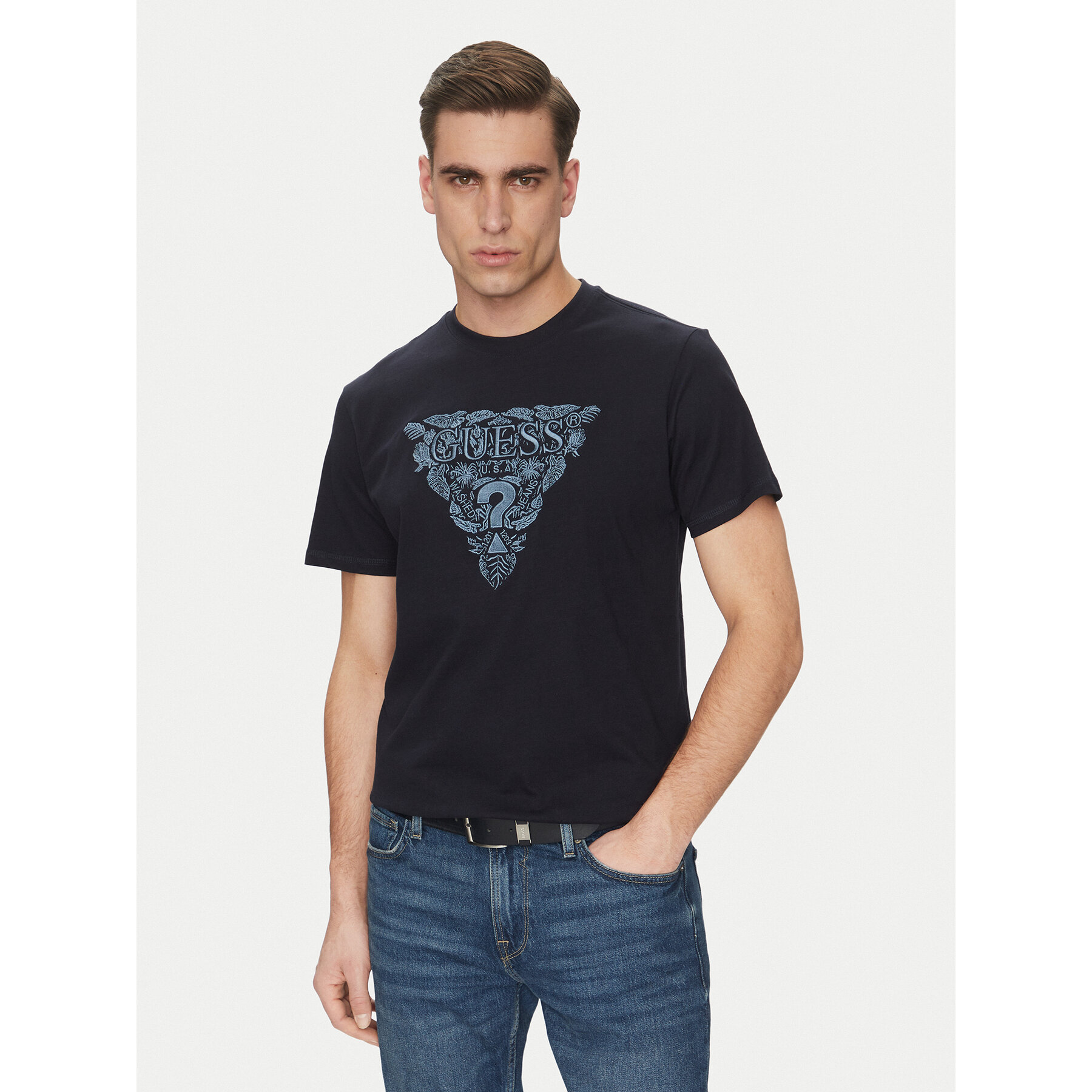 Guess Marškinėliai M5GI16 K8FQ4 Tamsiai mėlyna Regular Fit