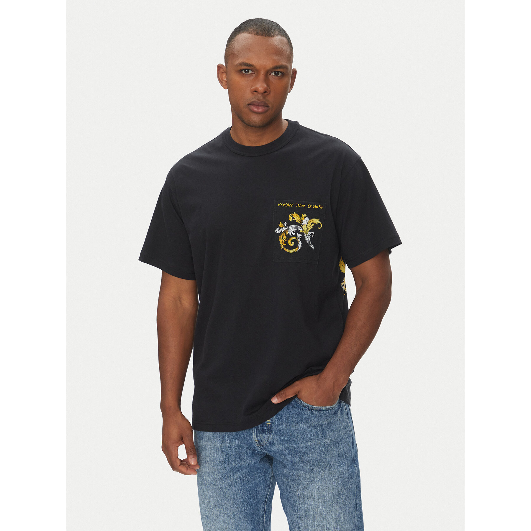 Versace Jeans Couture Póló 78GAH6RB Fekete Regular Fit