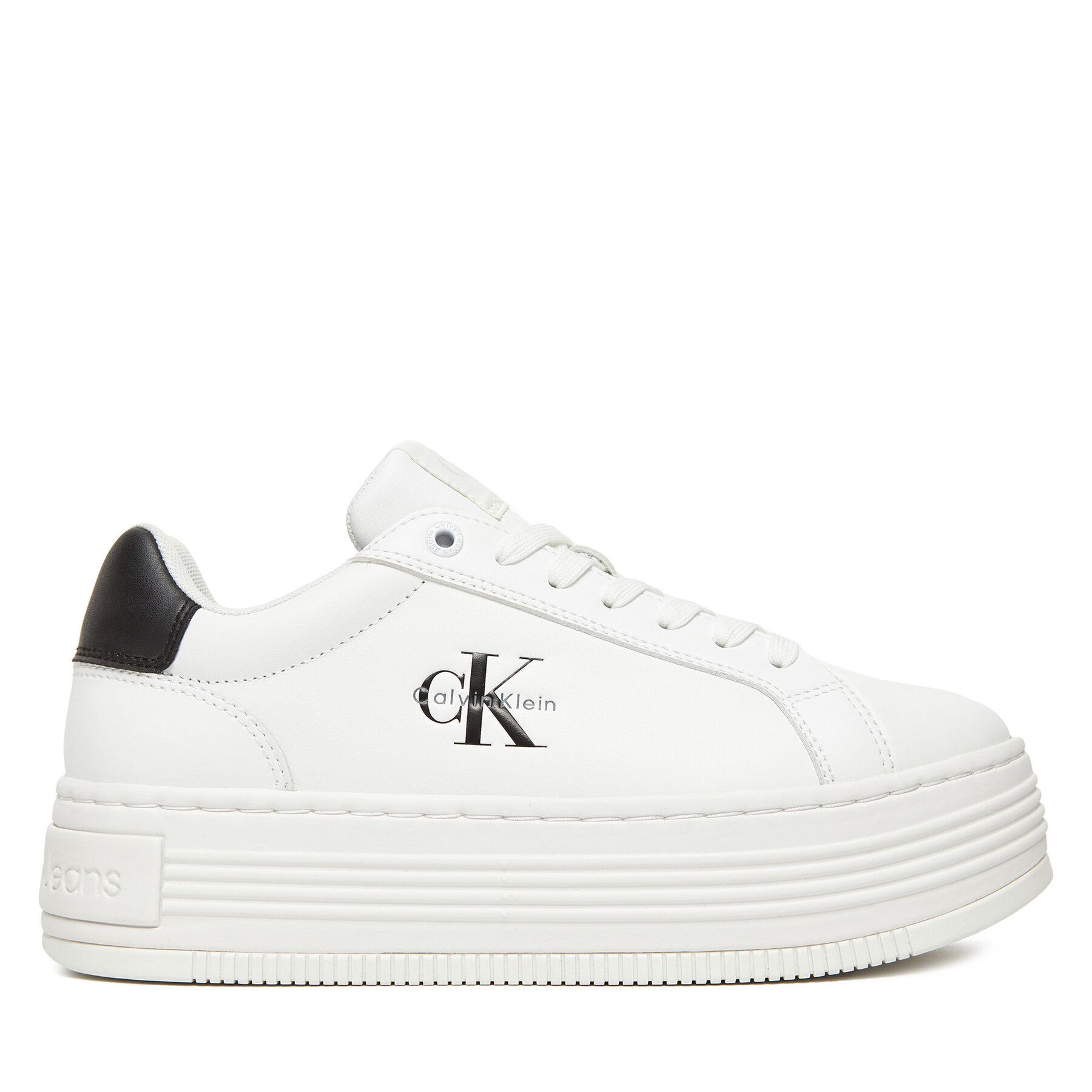 Sneakersy Calvin Klein Jeans Bold Flatf Low Lace Lth YW0YW01878 Biela