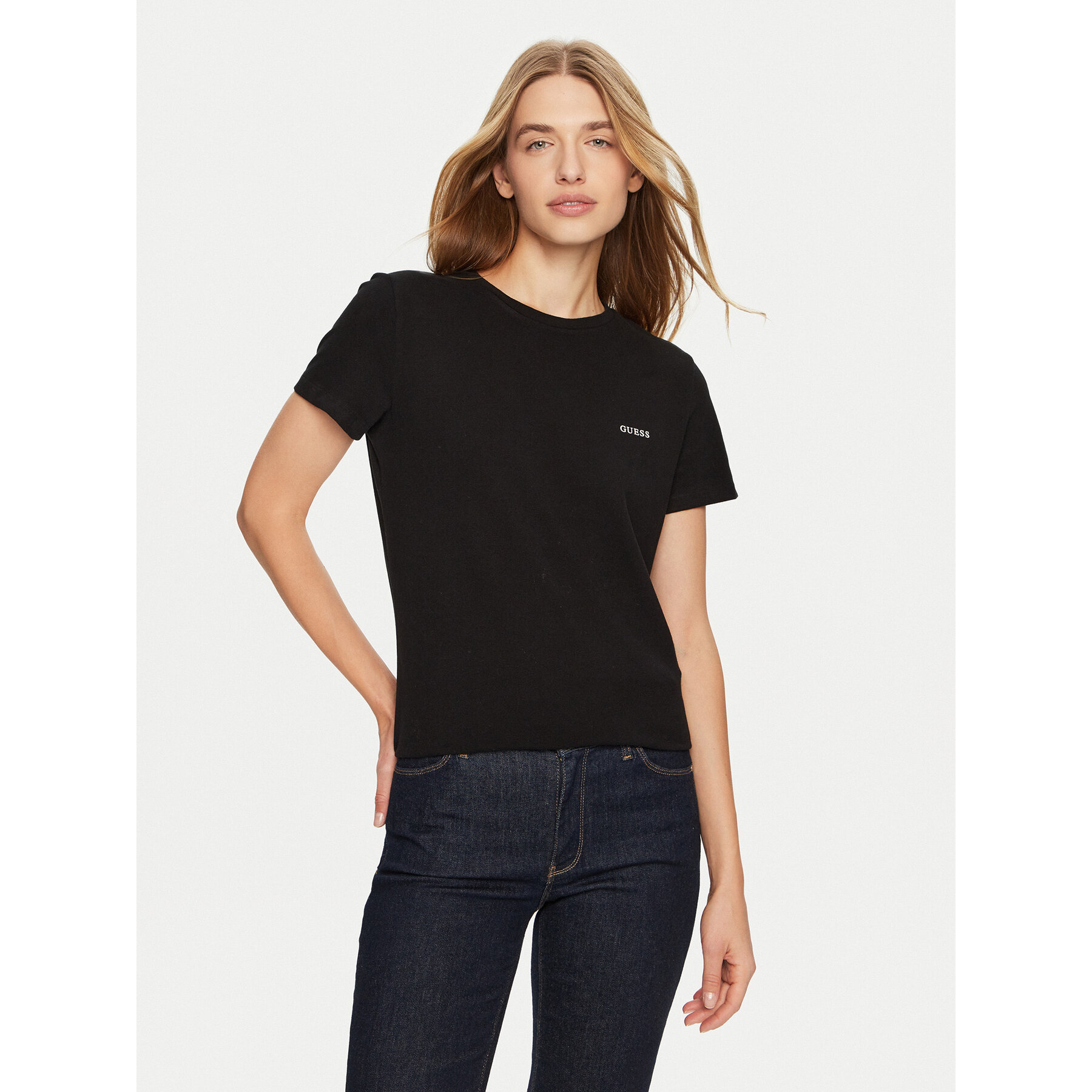 Guess Póló V4BI04 KCBF1 Fekete Slim Fit