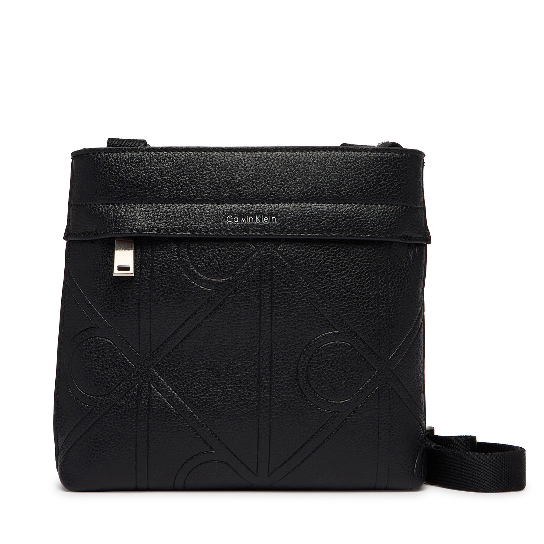 Geantă crossover Calvin Klein Emblem Emboss Slim Flatpack LV04D3370G Negru