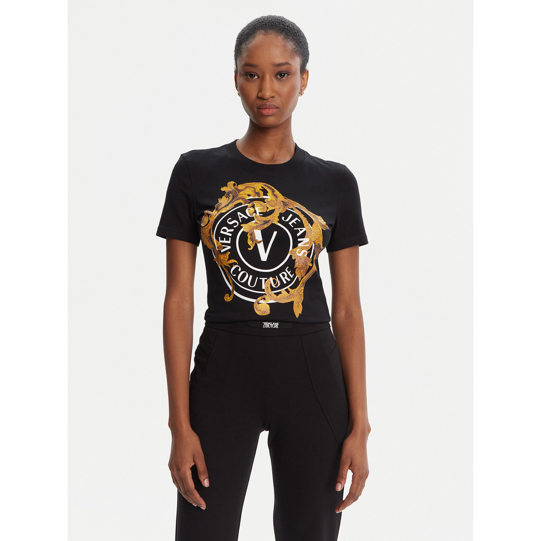Versace Jeans Couture T-Shirt 79HAHE01 CJ02E Schwarz Regular Fit