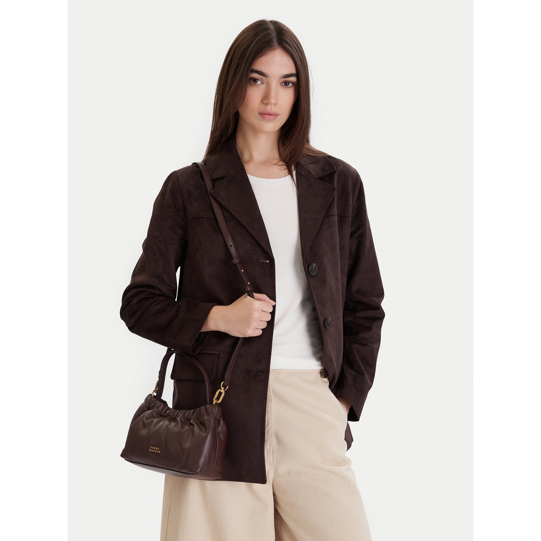 Ročna torba Tommy Hilfiger Soft Leather Mini Crossover AW0AW18306 Rjava