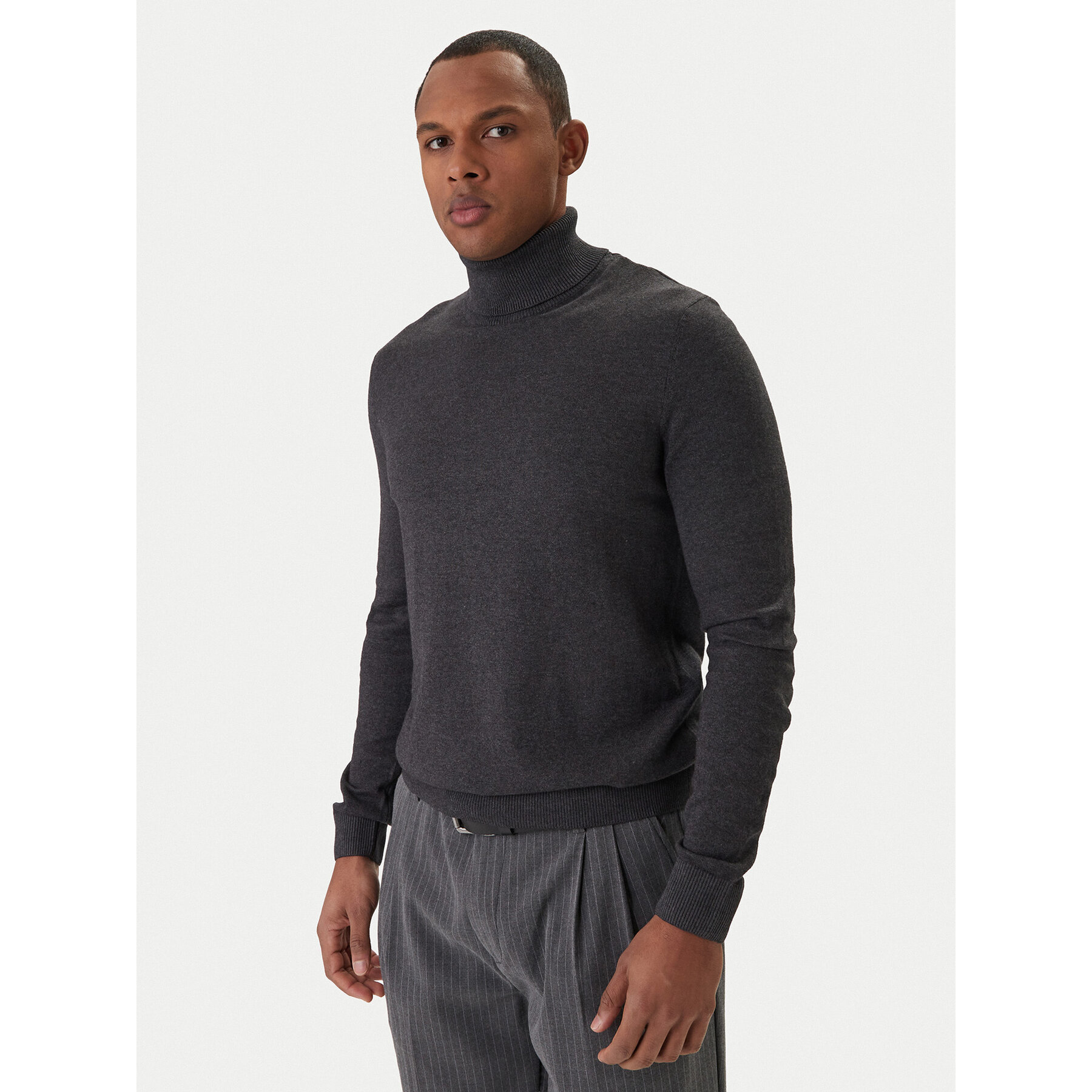 Jack & Jones Rollkragenpullover Emil Knit Roll 12157417 Grau Regular Fit