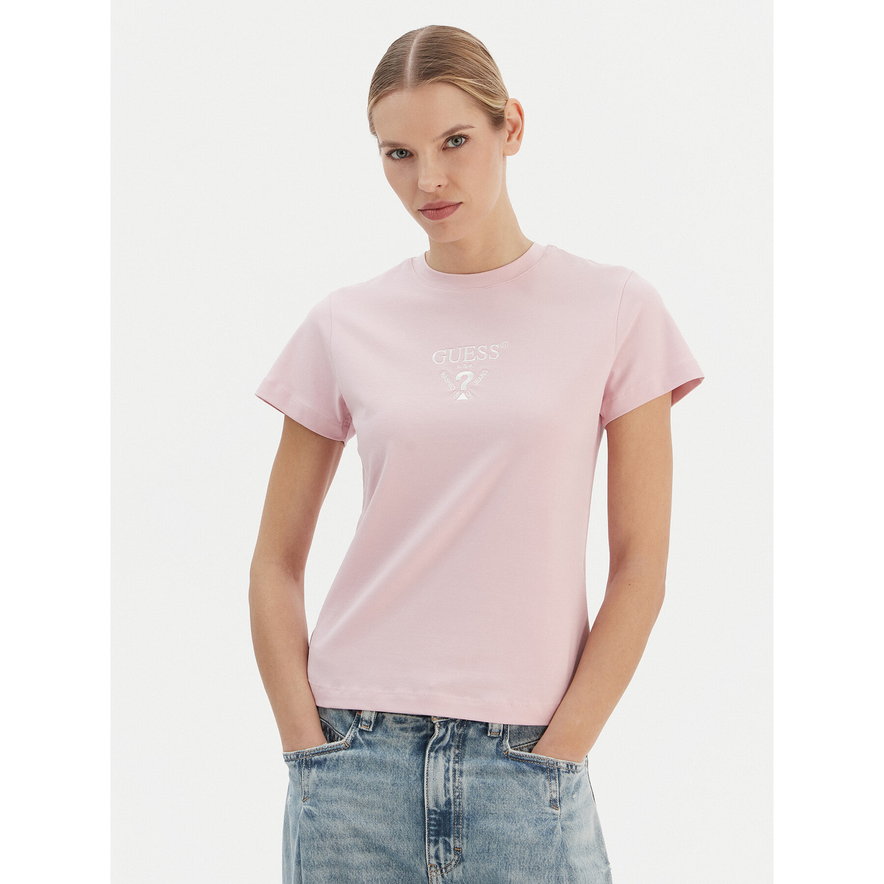 Guess T-Shirt V4YI21 KCDH1 Ροζ Regular Fit