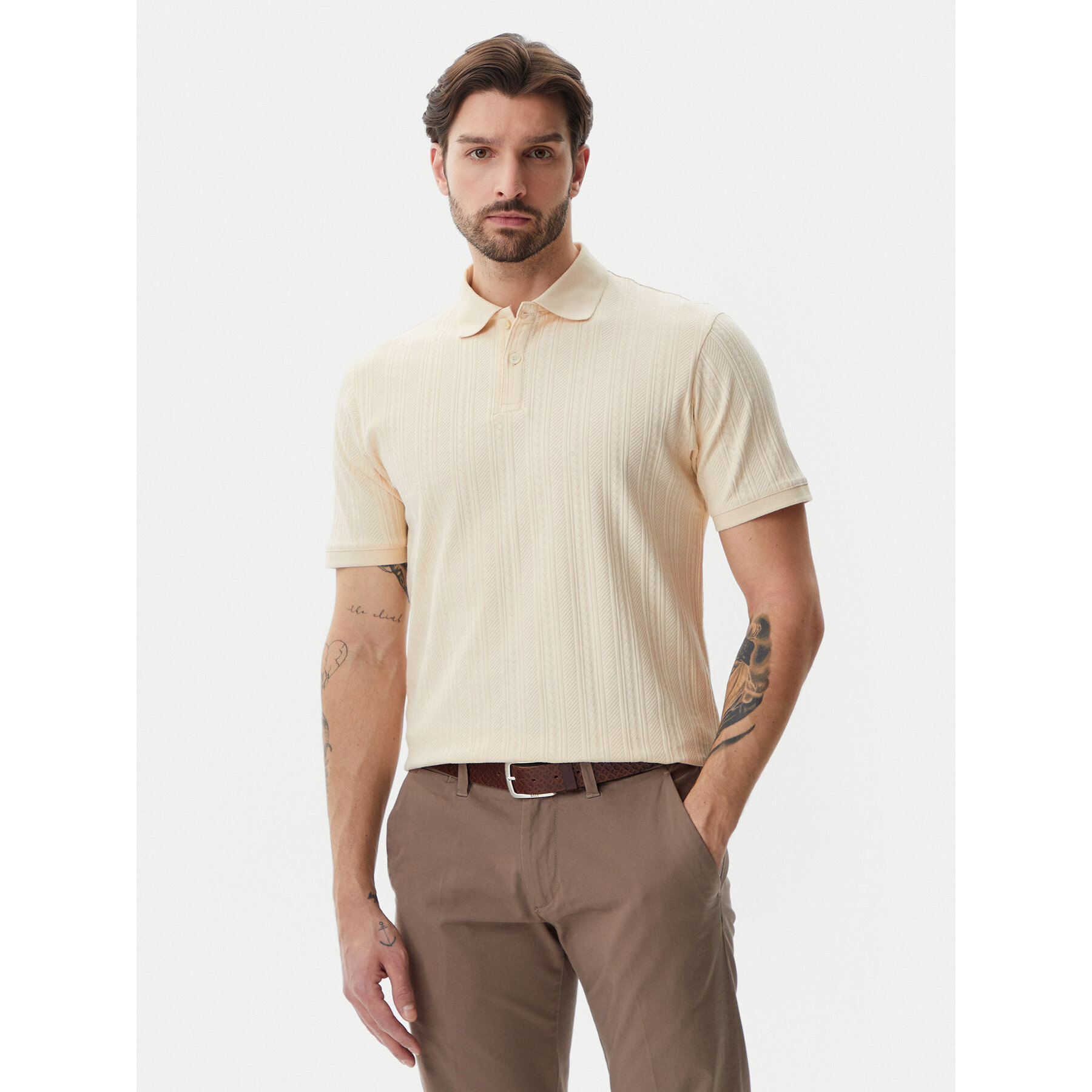 Selected Homme Polo 16094575 Μπεζ Regular Fit