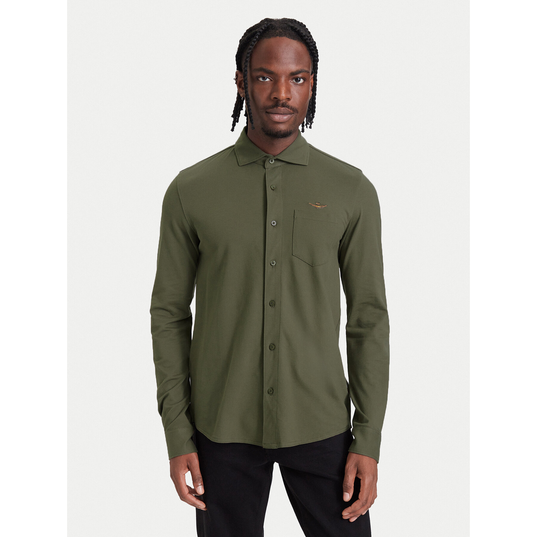 Aeronautica Militare Hemd 262CA1313UP00408 Khakifarben Regular Fit