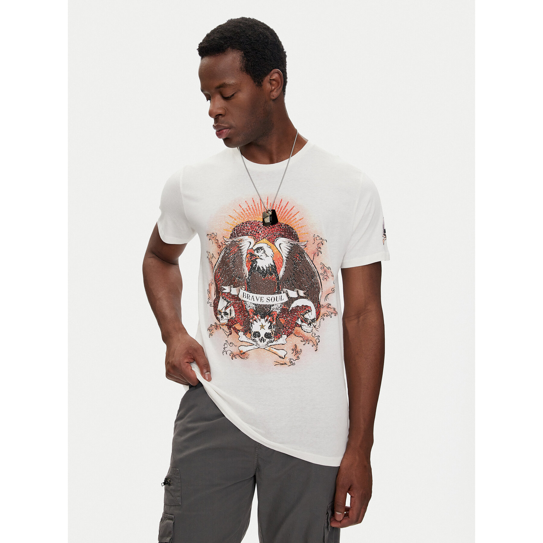 Brave Soul Brave Soul T-Shirt MTS-149DYLAN Εκρού Regular Fit