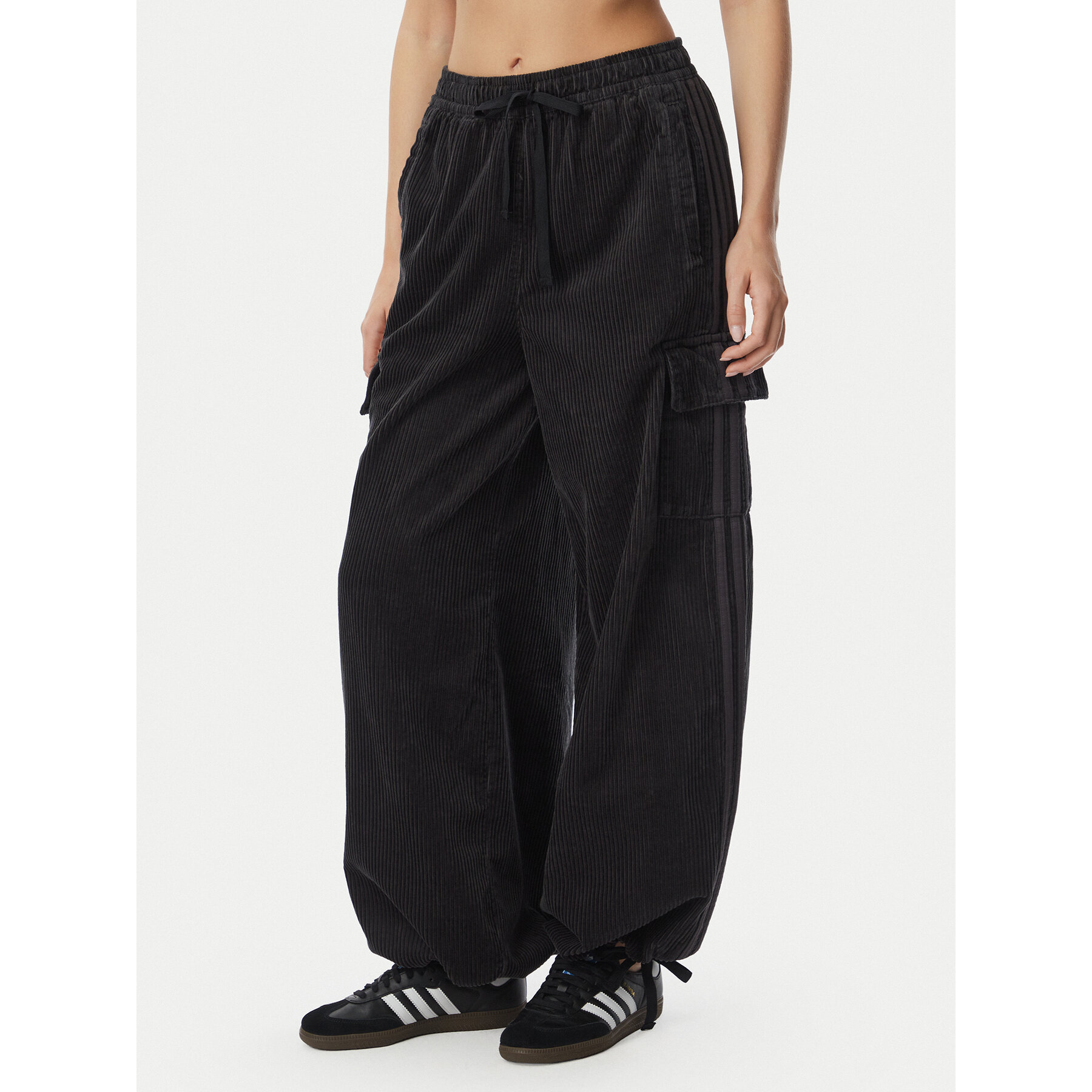 adidas Stoffhose Corduroy 3S Cargo KQ6429 Schwarz Relaxed Fit