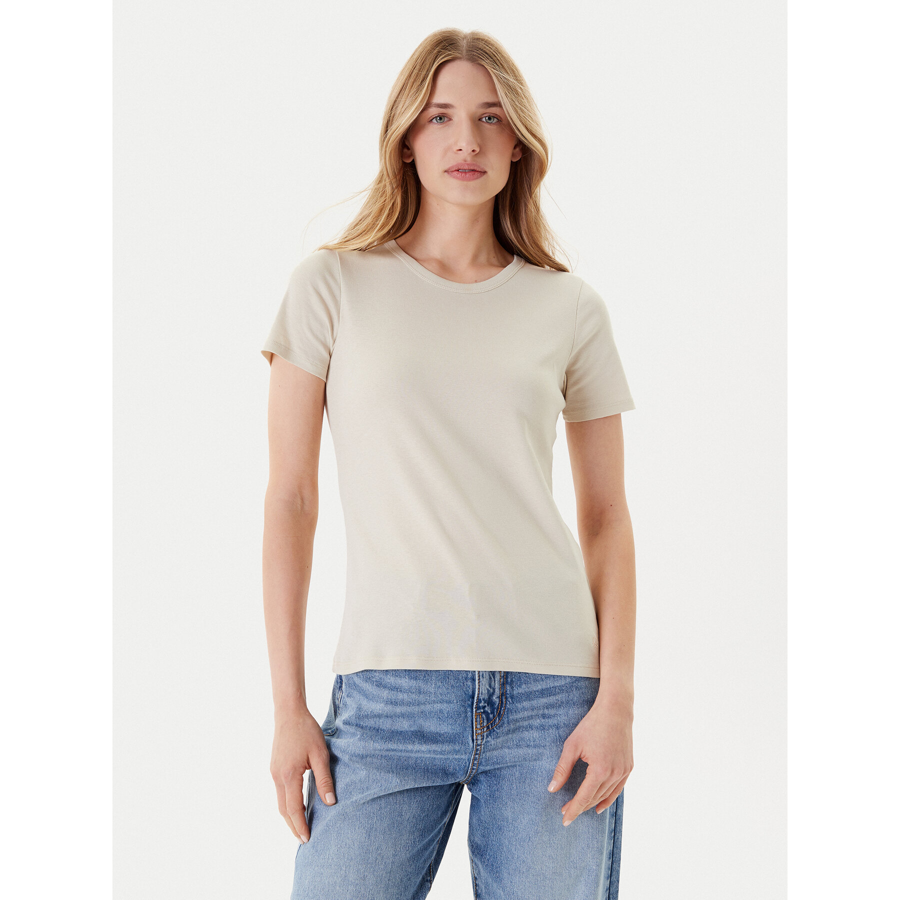 United Colors Of Benetton Marškinėliai 3GA2E16A0 Smėlio Regular Fit