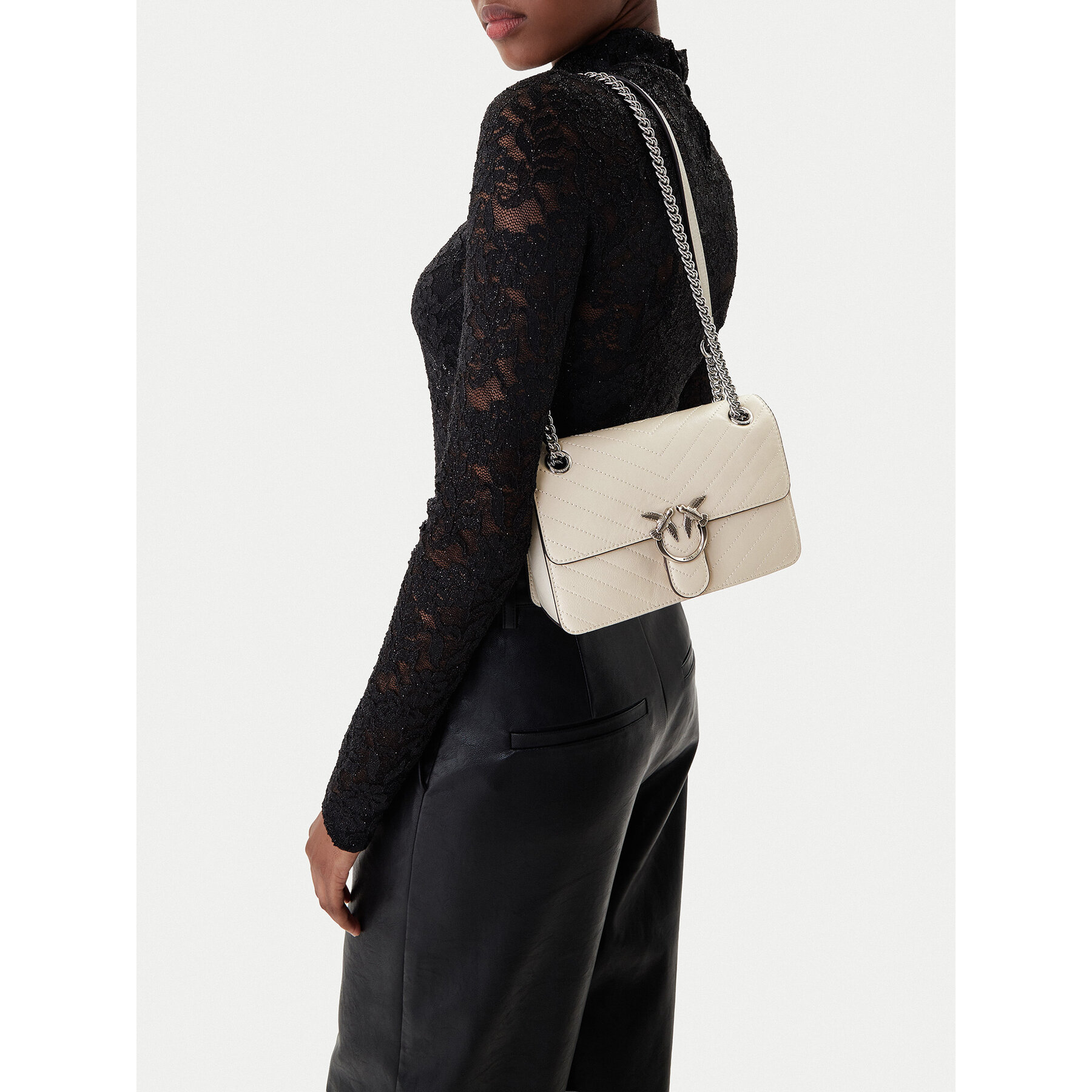 Borsetta PINKO Love One Light Mini Al 25-26 PLTT 106173 A2JC Écru