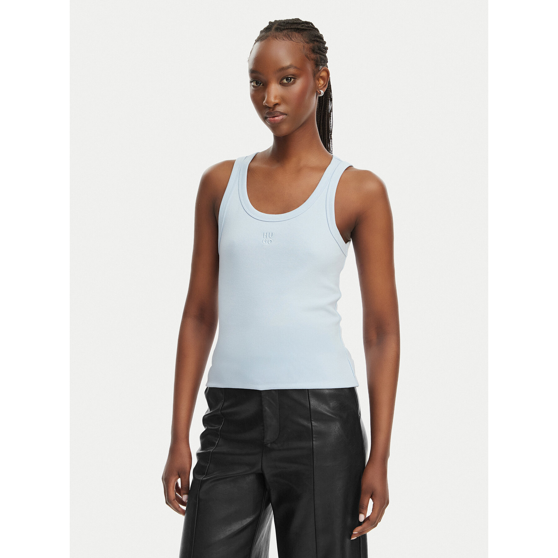 HUGO Top Datamia 50514489 Svetlo modra Slim Fit