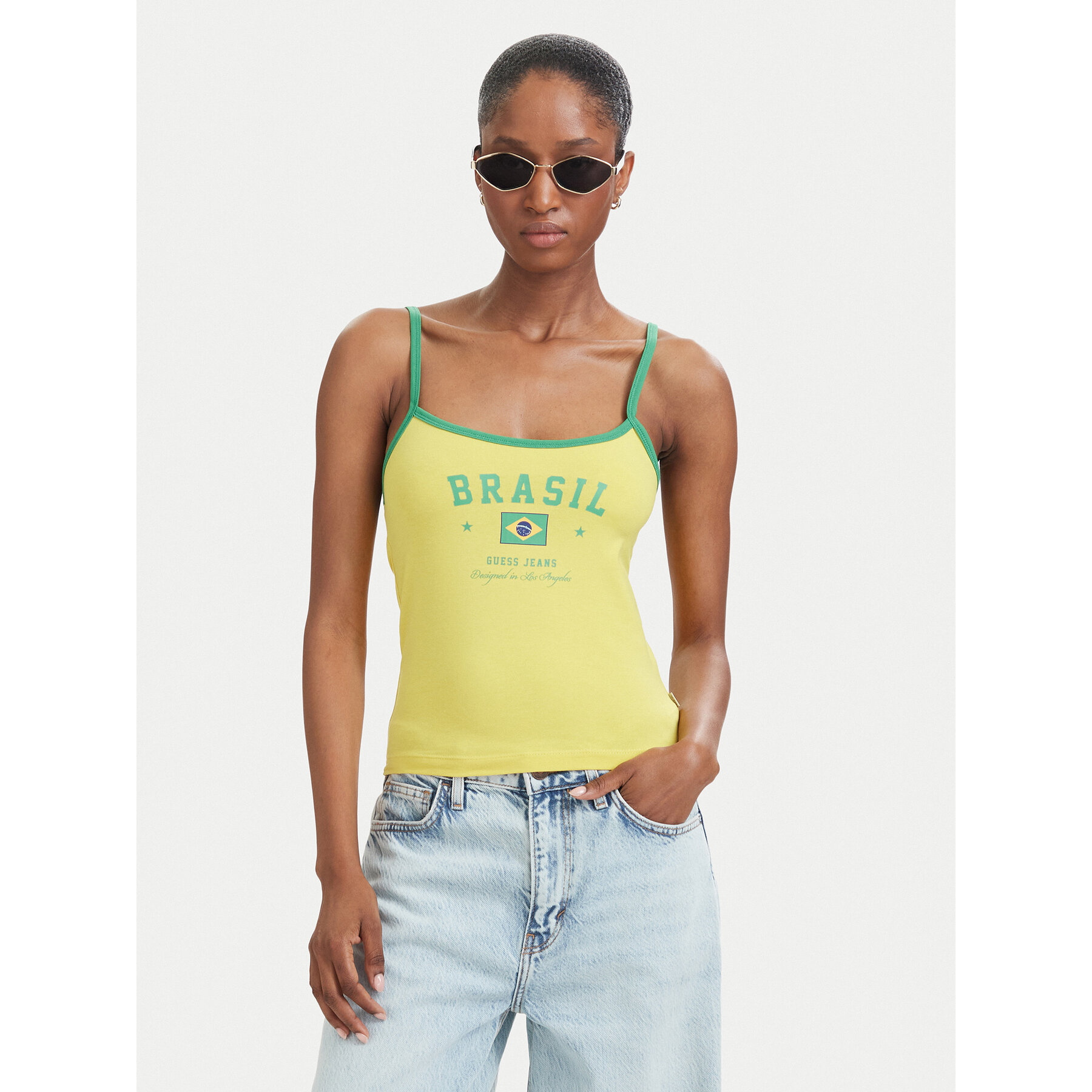 Guess Jeans Top W6YP20 K4202 Žuta Slim Fit