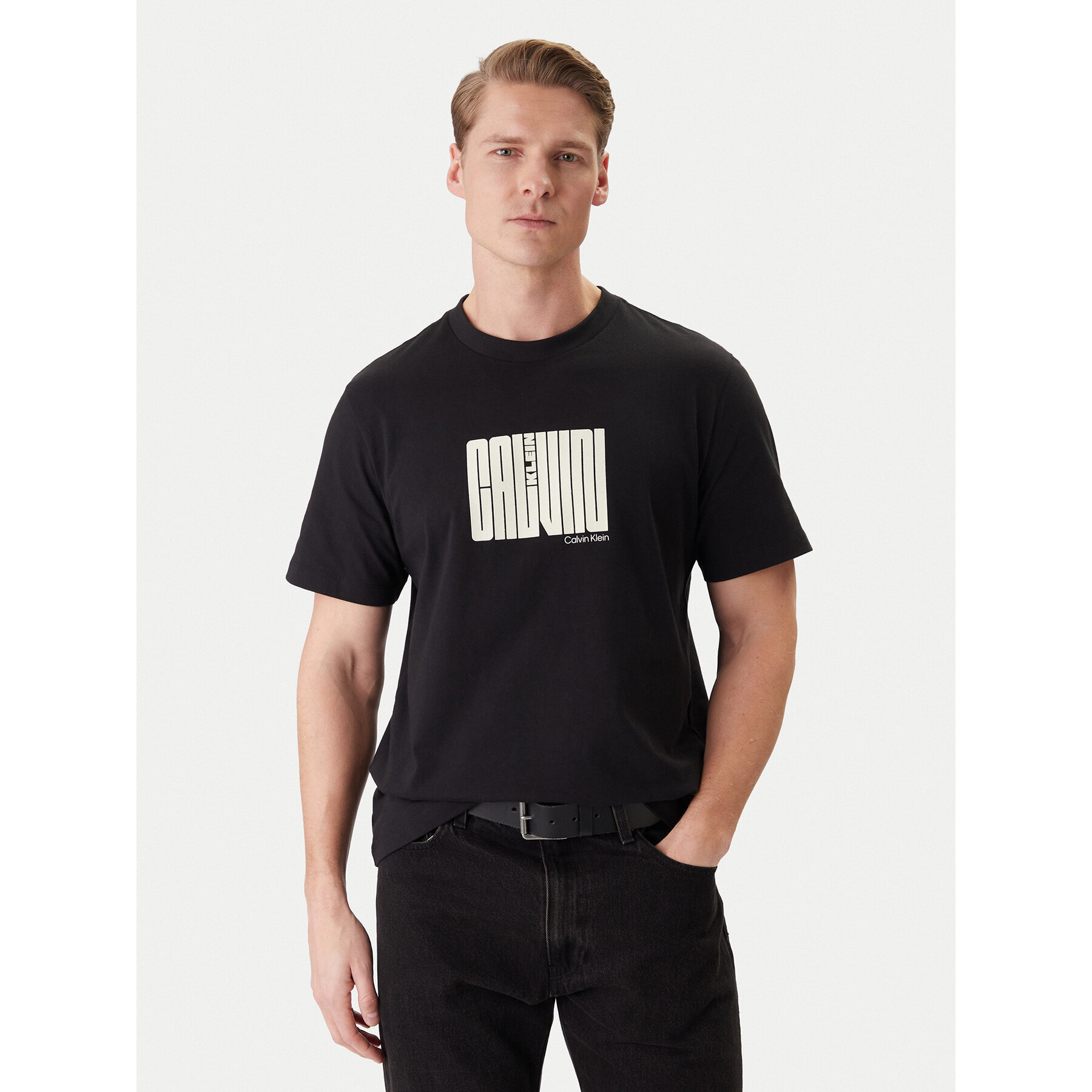 Calvin Klein T-Shirt Maze Graphic LV04RE832G Schwarz Regular Fit