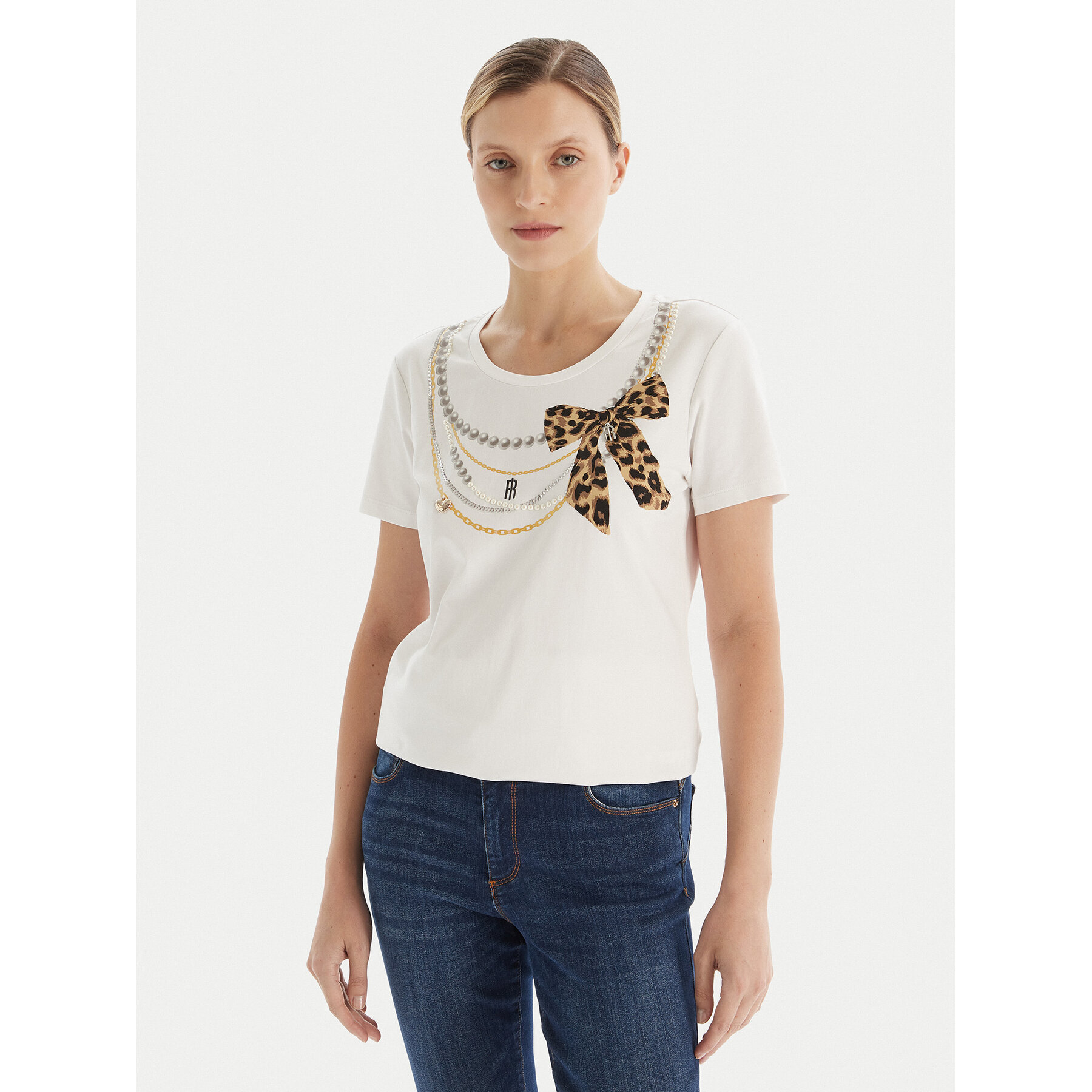 Fracomina T-Shirt FR25WT3004J40108 Weiß Regular Fit