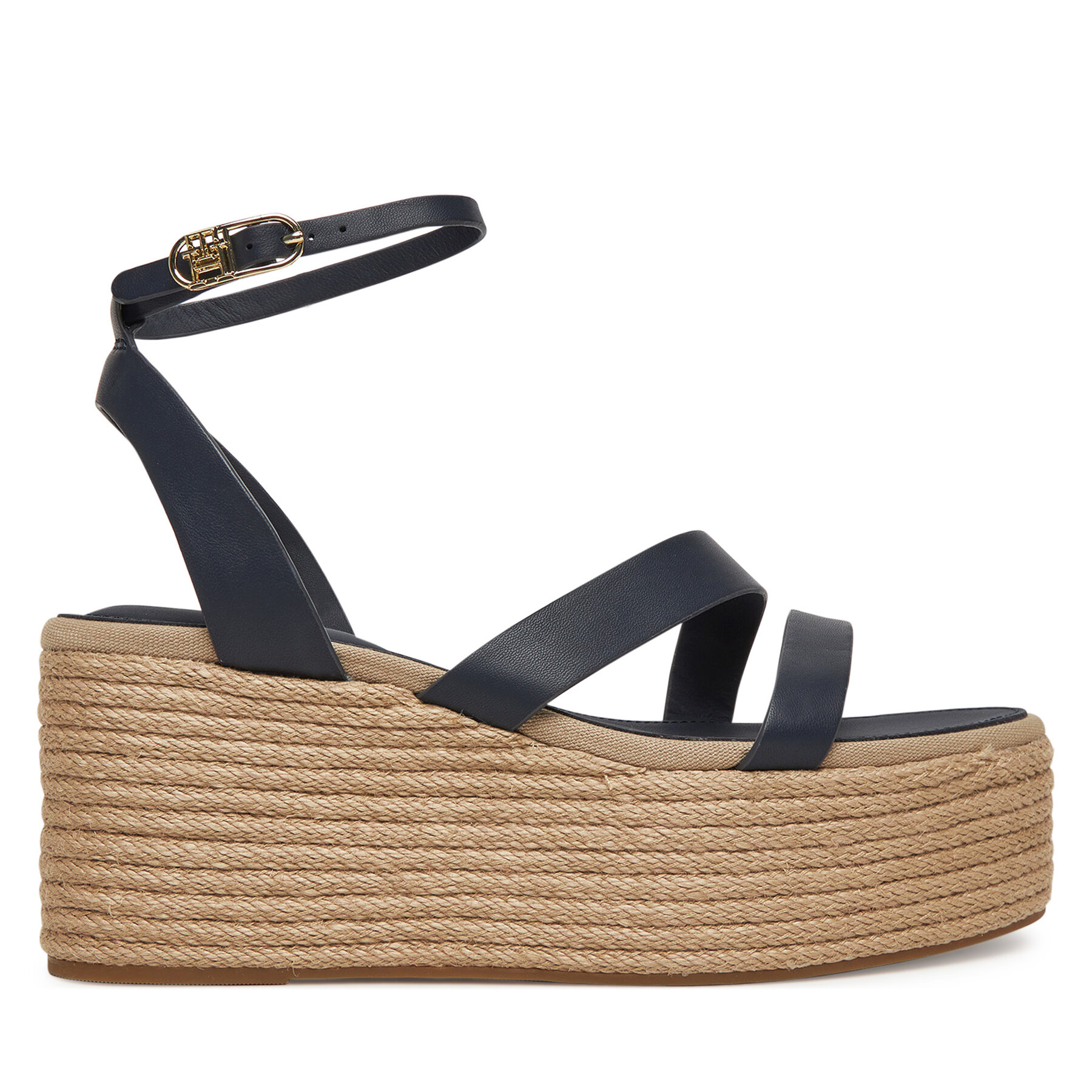 Espadrillas Tommy Hilfiger Ankle Strap Leather Platform FW0FW08497 Blu Scuro
