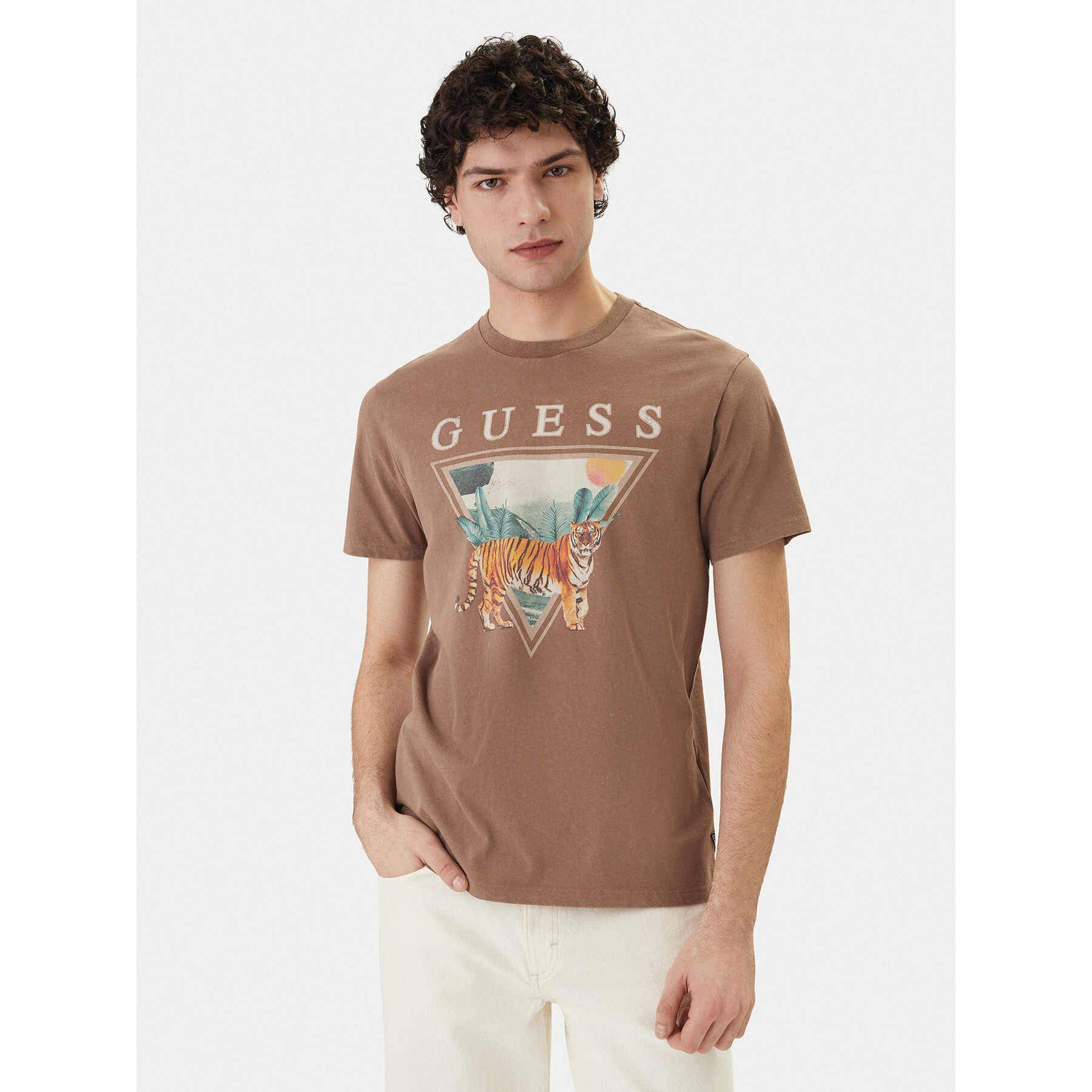 Guess Majica M6GI33 K3310 Rjava Regular Fit