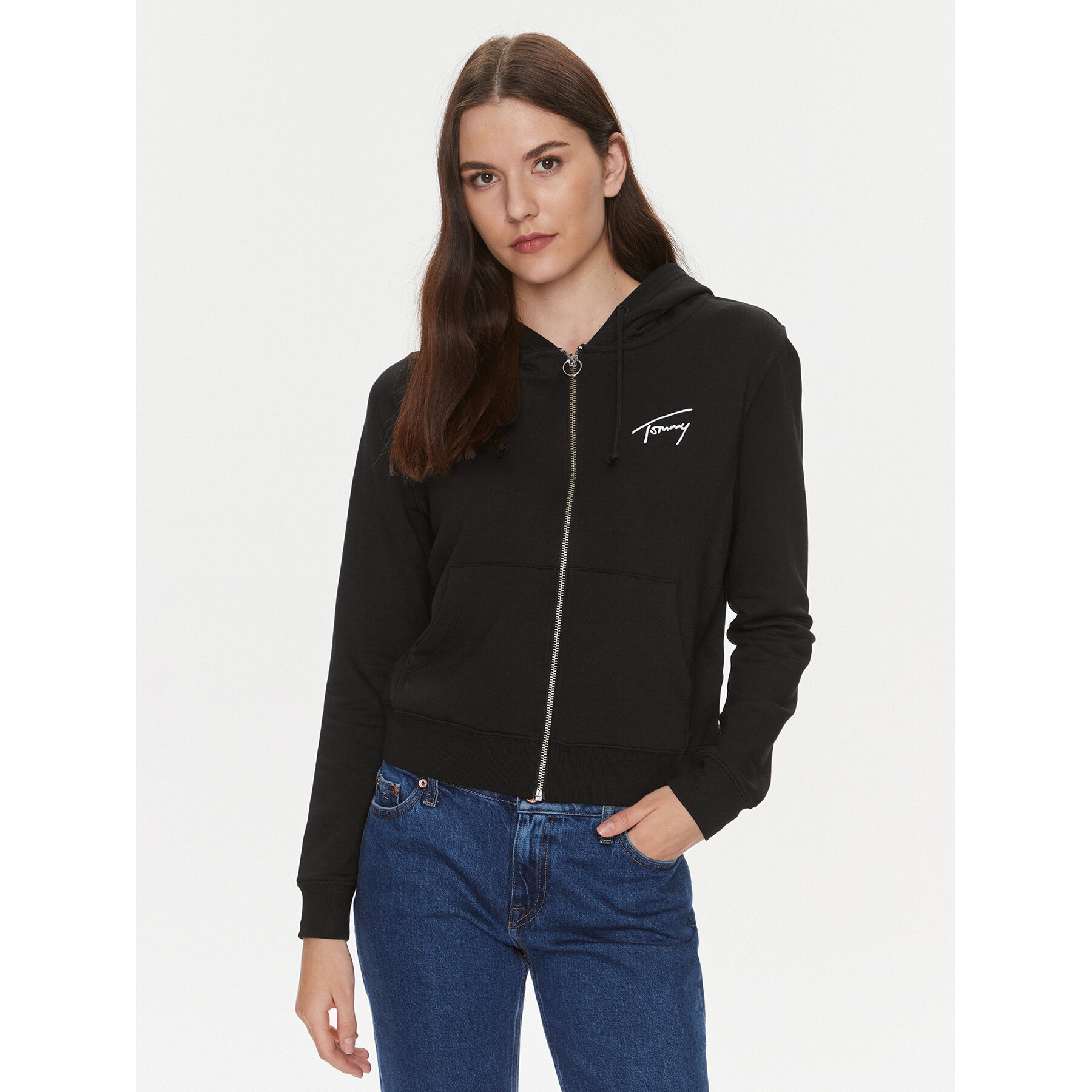 Tommy Jeans Sweatshirt Signature DW0DW17338 Schwarz Regular Fit