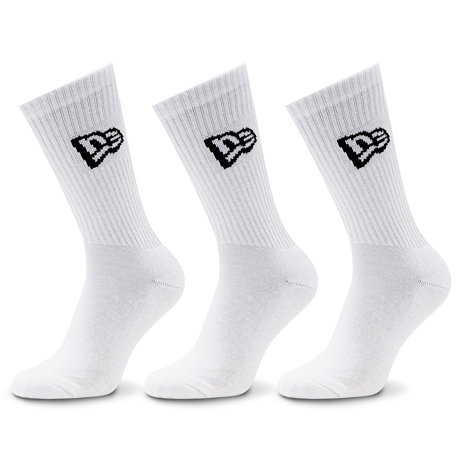 Lot de 3 paires de chaussettes hautes unisexe New Era Flag Crew 13113558 Blanc