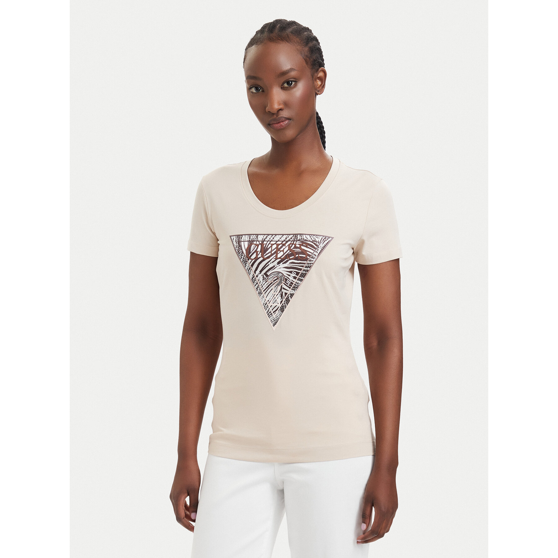 Guess Majica 182454 Bež Classic Fit