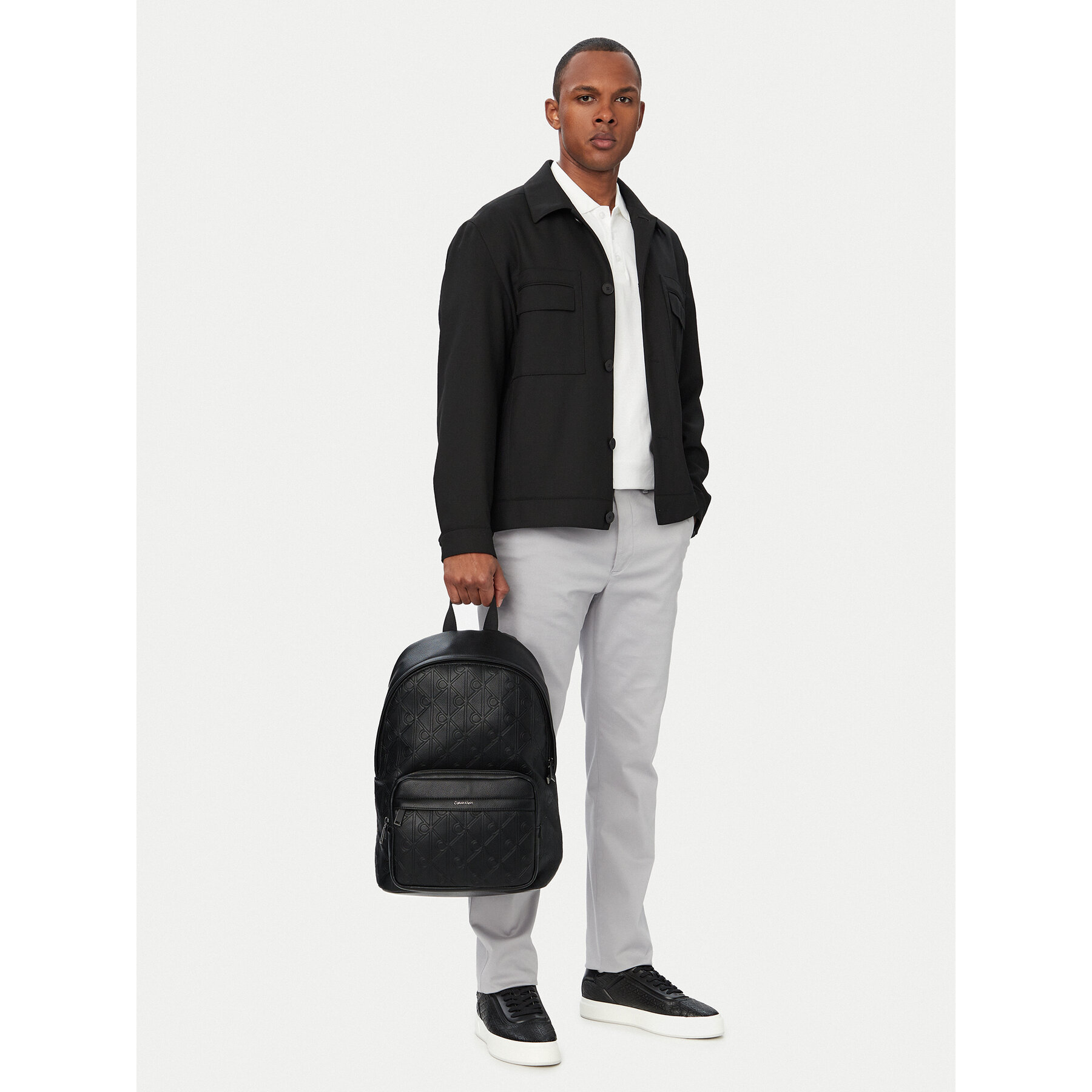 Nahrbtnik Calvin Klein Emblem Aop Deboss Round Backpack LV04D3560G Črna