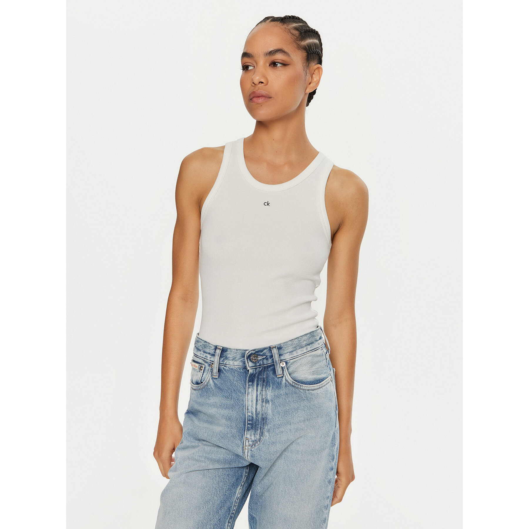 Calvin Klein Felső Graphic K20K208065 Fehér Slim Fit