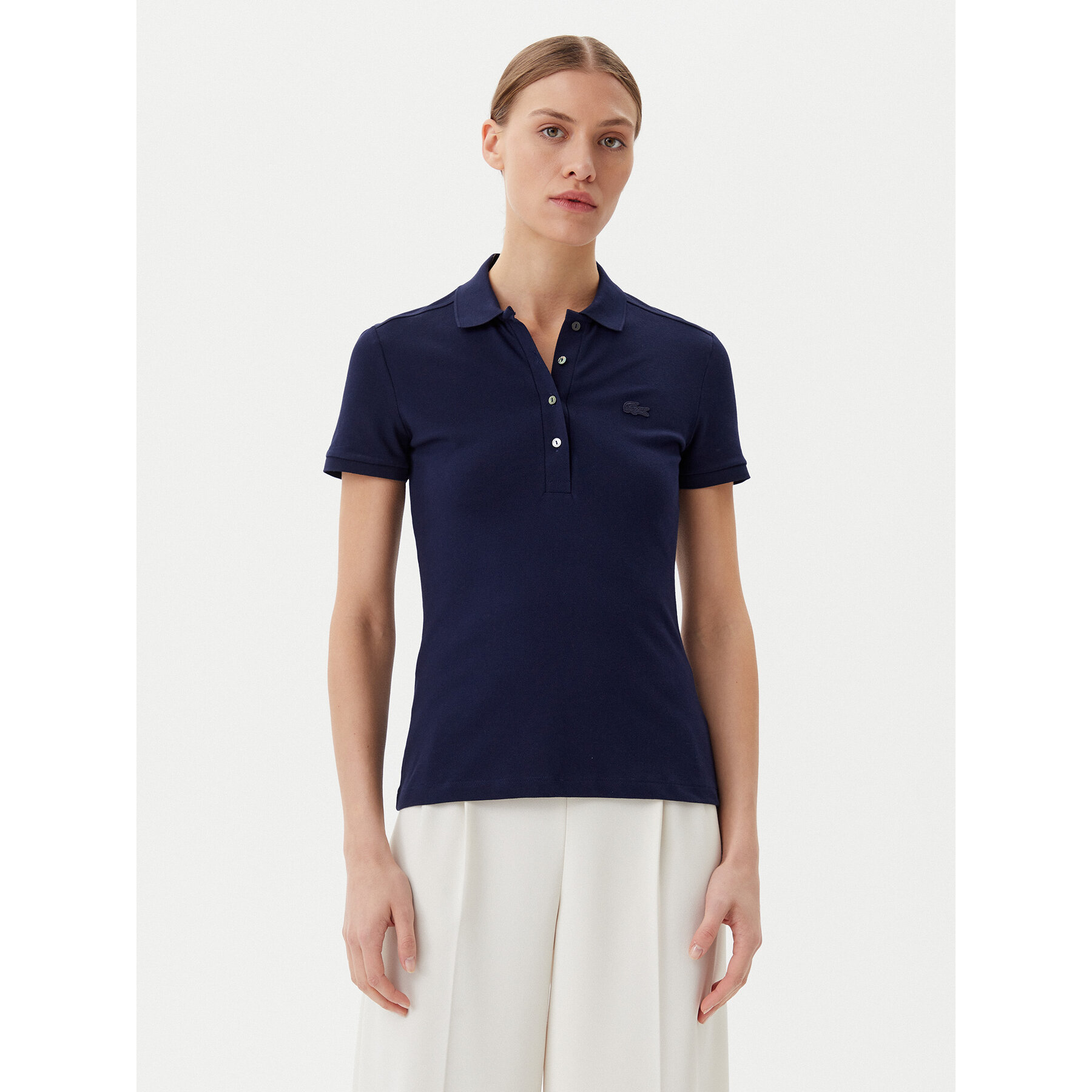 Lacoste Polo majica PF5462 Mornarsko modra Slim Fit