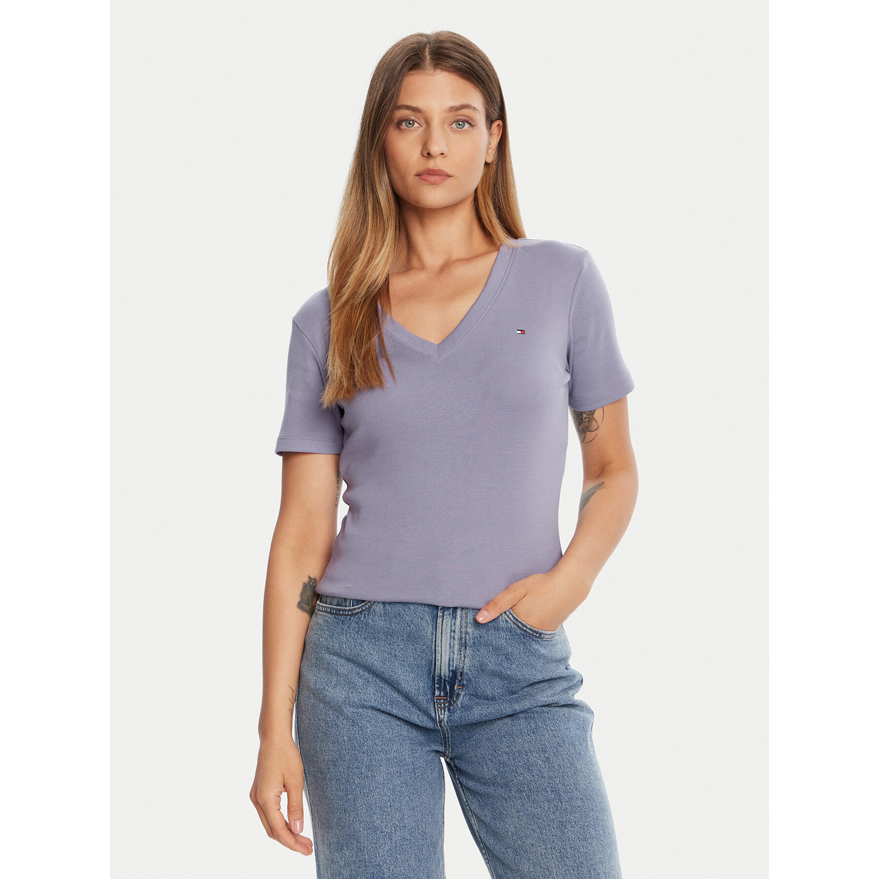 Tommy Hilfiger T-Shirt New Cody WW0WW40584 Violett Slim Fit