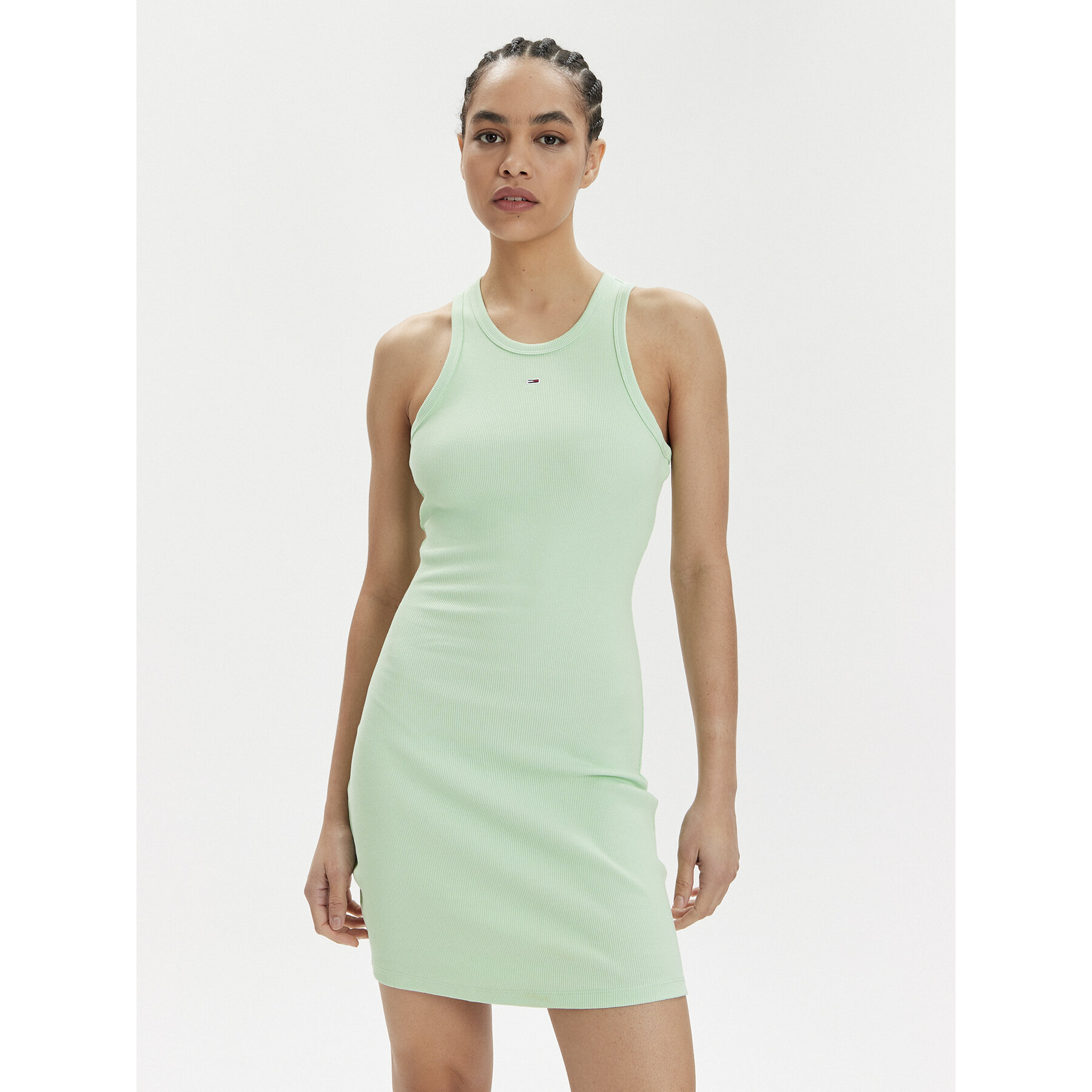 Tommy Jeans Sommerkleid Essential DW0DW17406 Grün Slim Fit