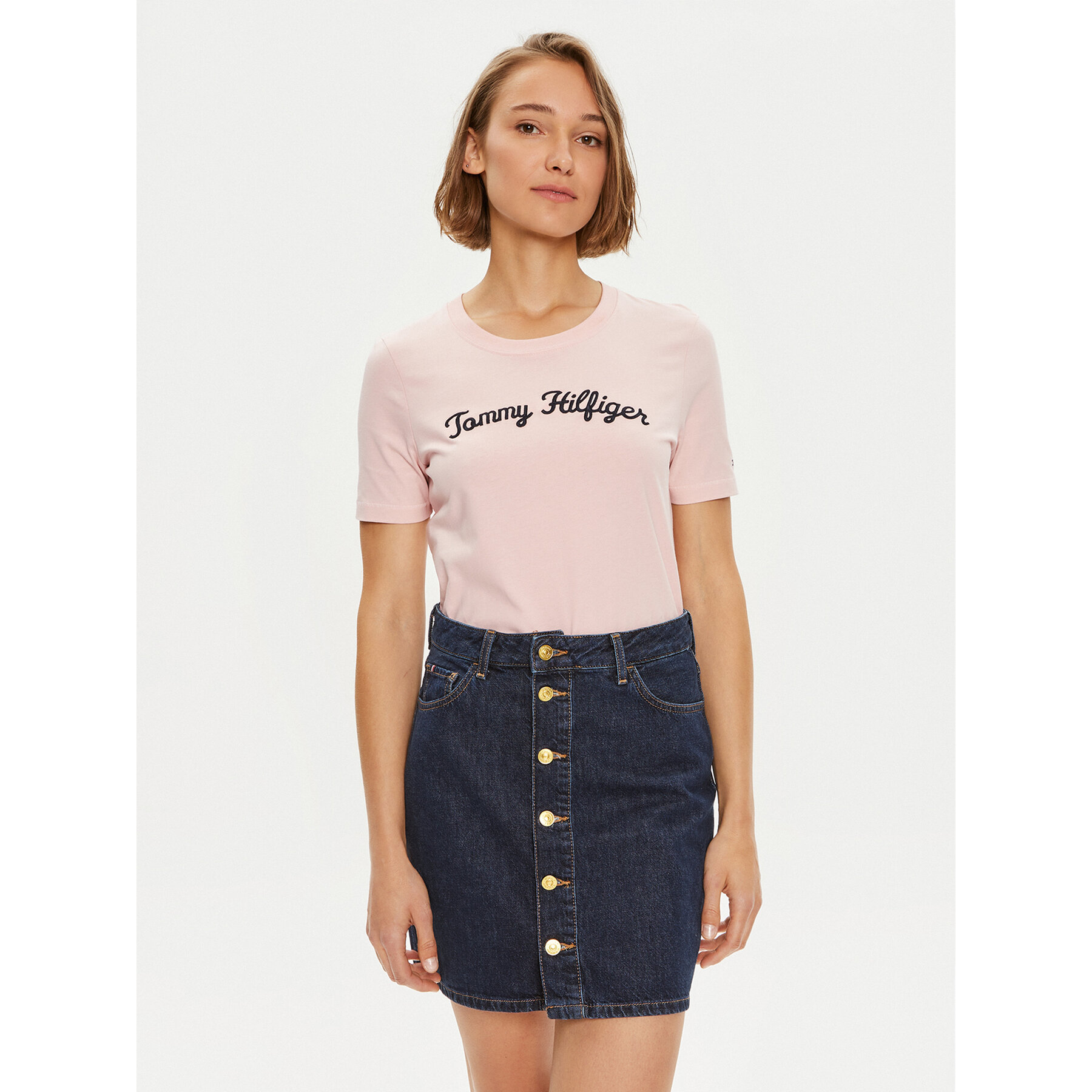 Tommy Hilfiger T-Shirt Script WW0WW42589 Ροζ Regular Fit