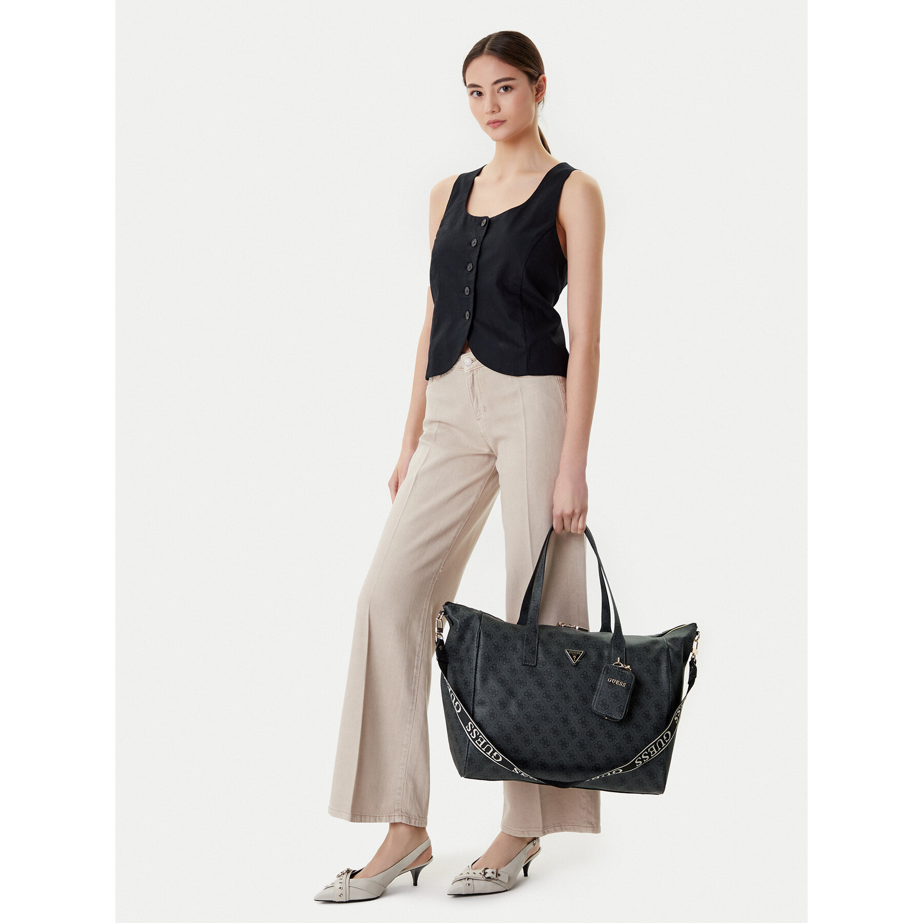 Τσάντα Σαββατοκύριακου Guess Latona Travel TWLB92 11017 Μαύρο