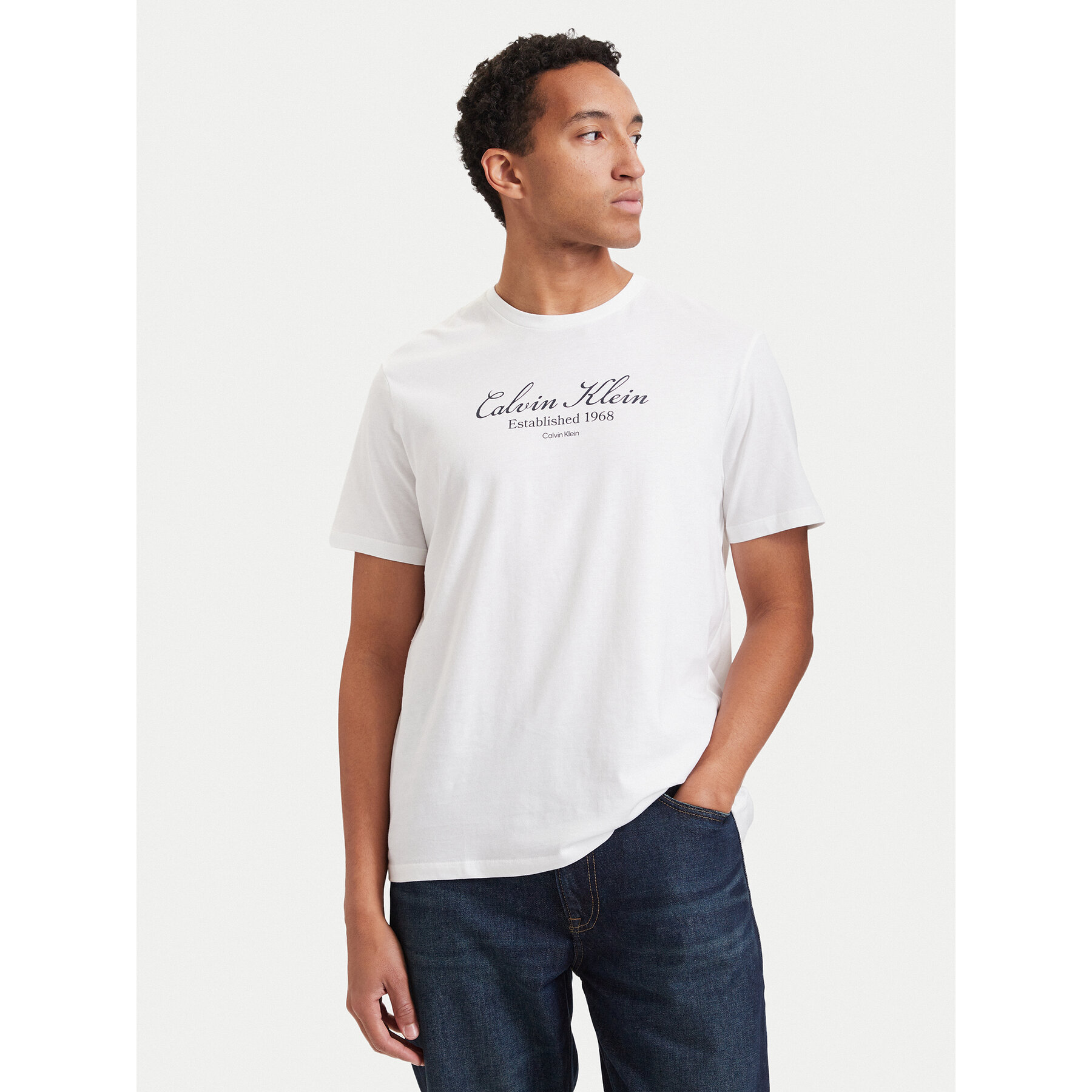 Calvin Klein Jeans T-Shirt Script LV04RH830G Weiß Regular Fit