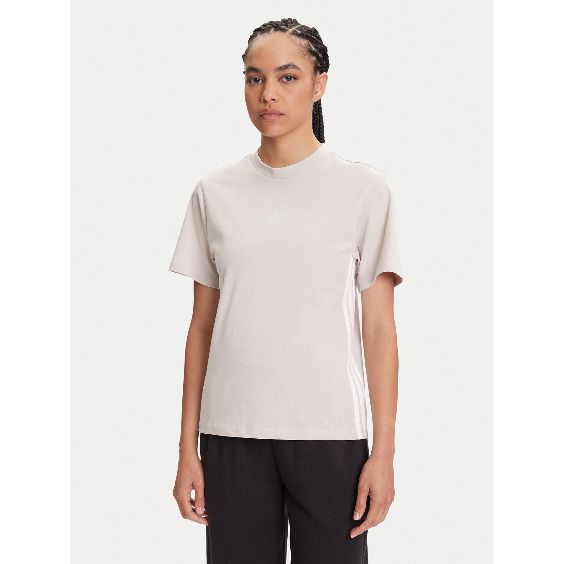 adidas T-Shirt Essentials 3-Stripes JE1237 Μπεζ Regular Fit