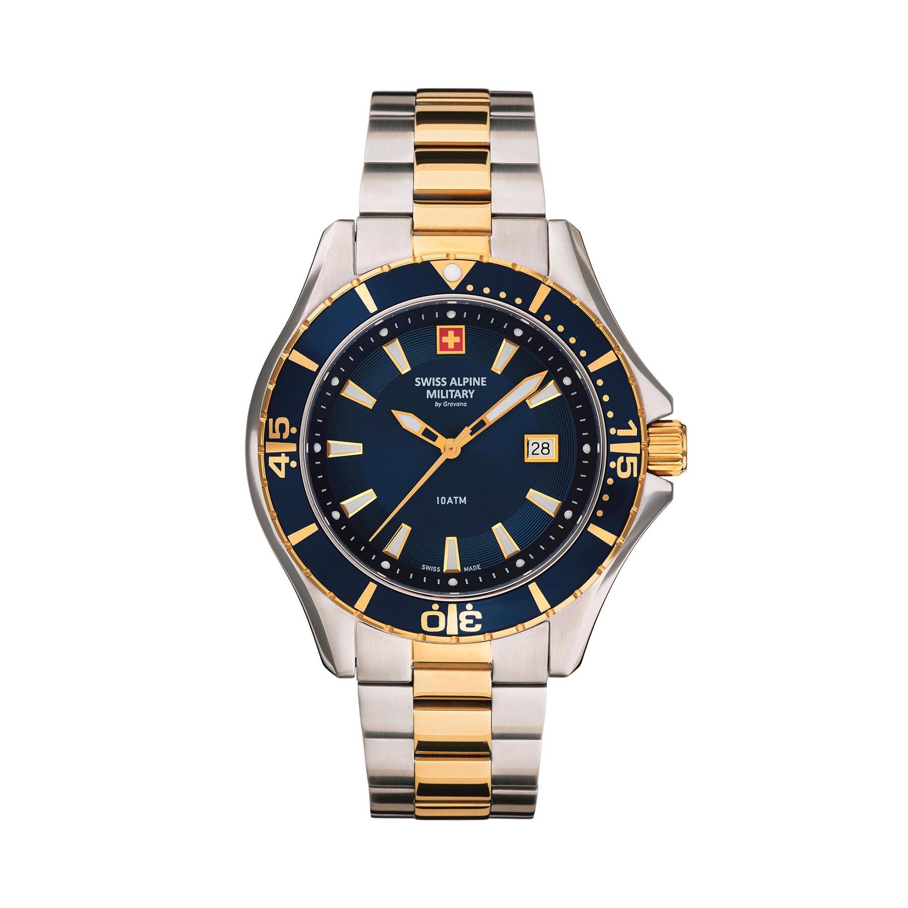 

Годинник Swiss Alpine Military Diver 7040.1145 Silver/Gold, Срібний